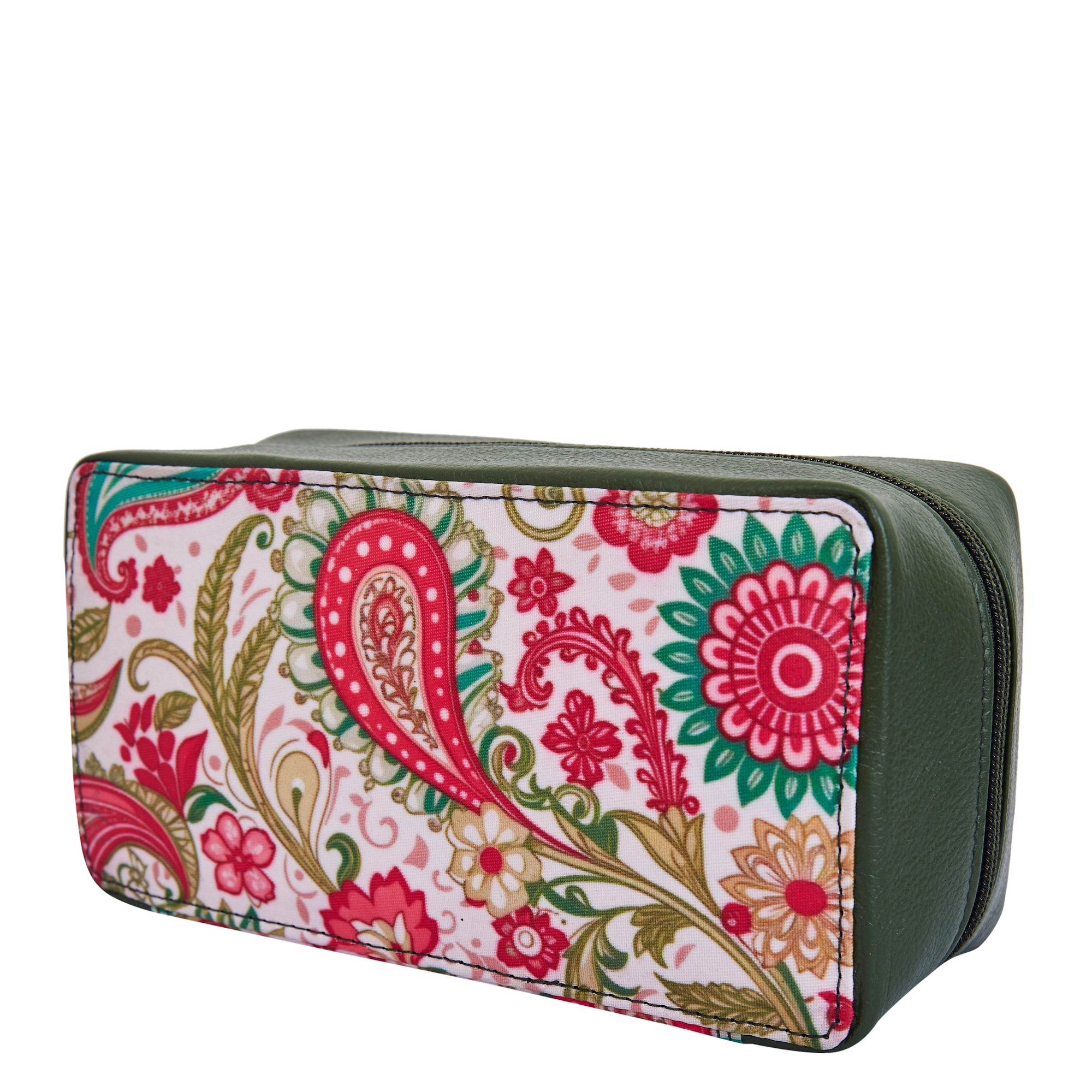 Paisley Travel Jewelry Organizer for Women with Stylish Leather Details