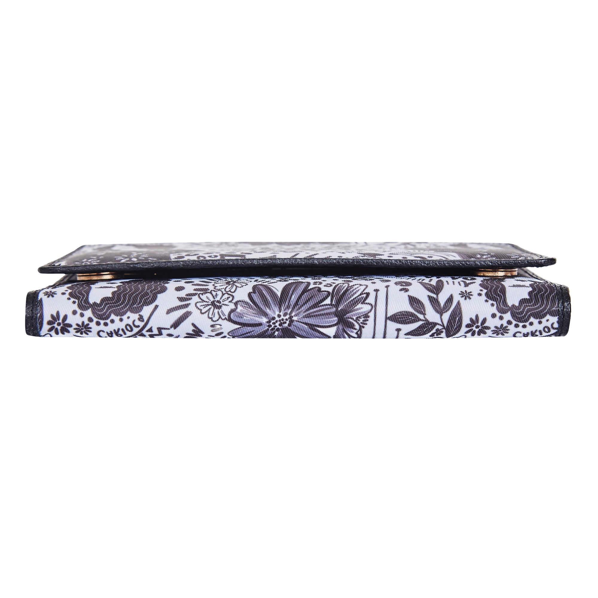 Trifold Wallet – Monochrome Print with Leather Detailing for women