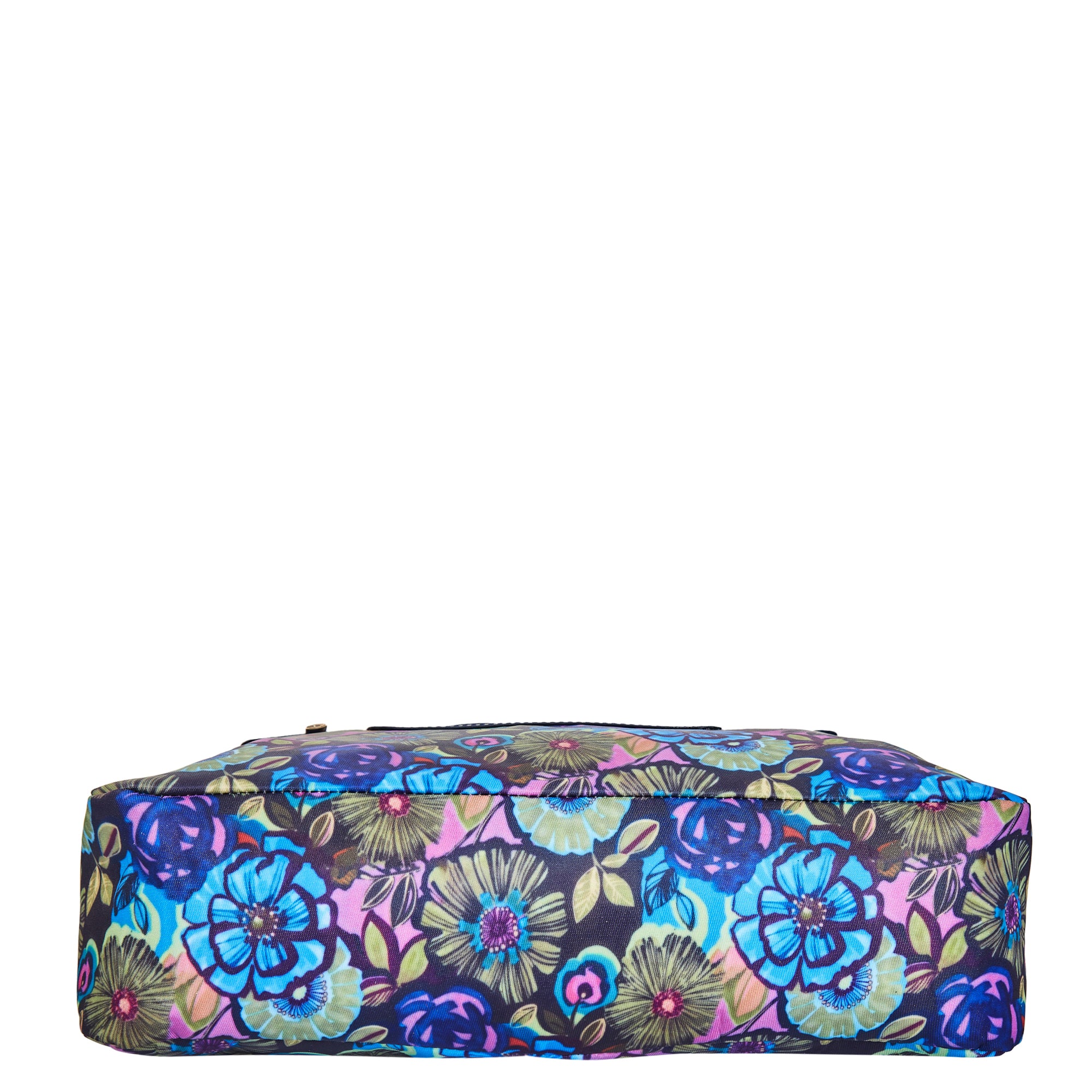 Hobo Sling Bag with Leather Accents and Botanical Print Fabric