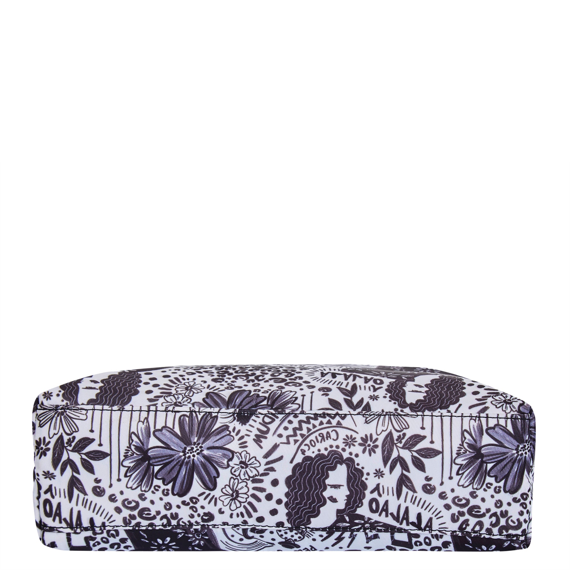 Sling Hobo Bag in Monochrome Print with Leather Trim