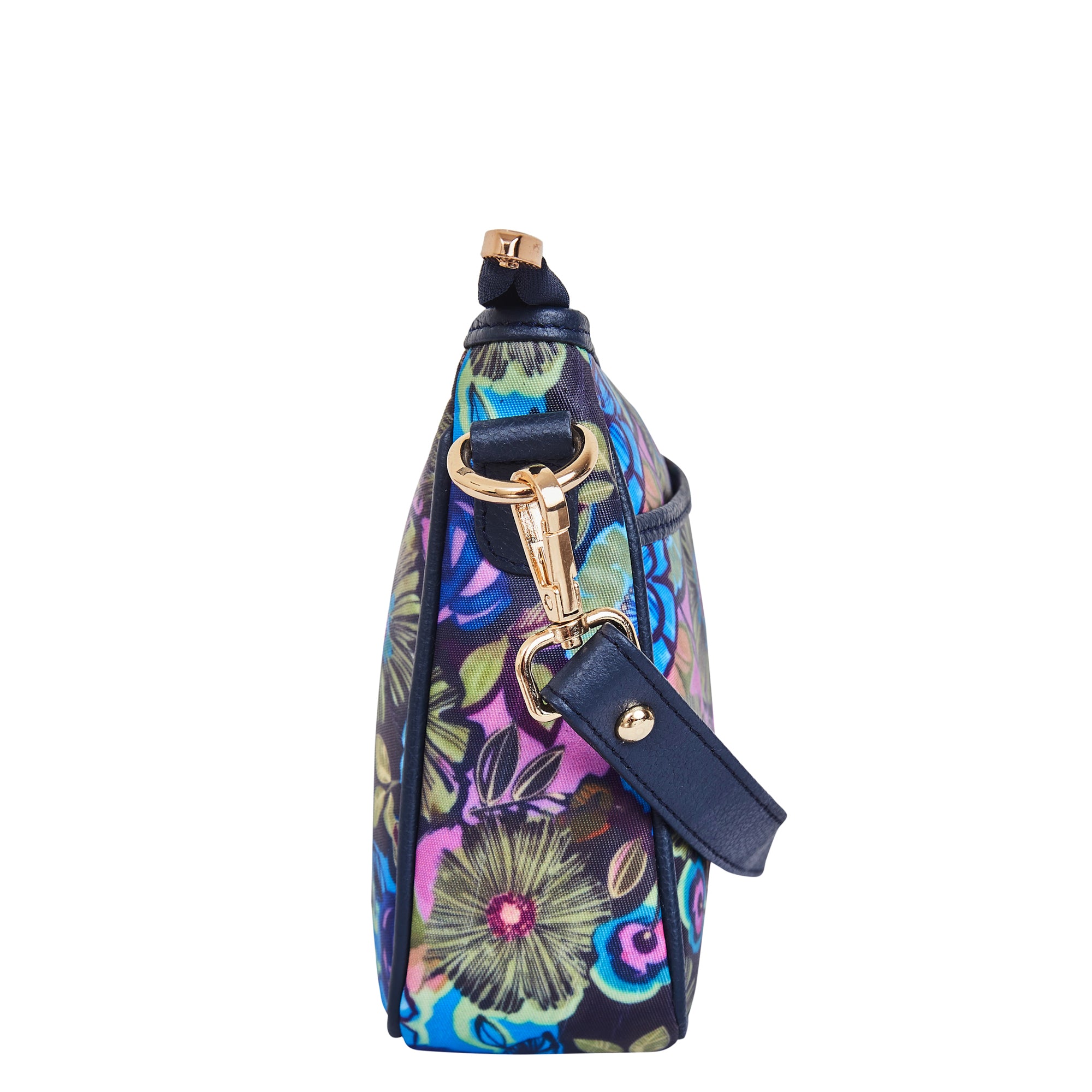 Floral Print Hobo Bag with Leather Trim and an Adjustable Strap for Ladies