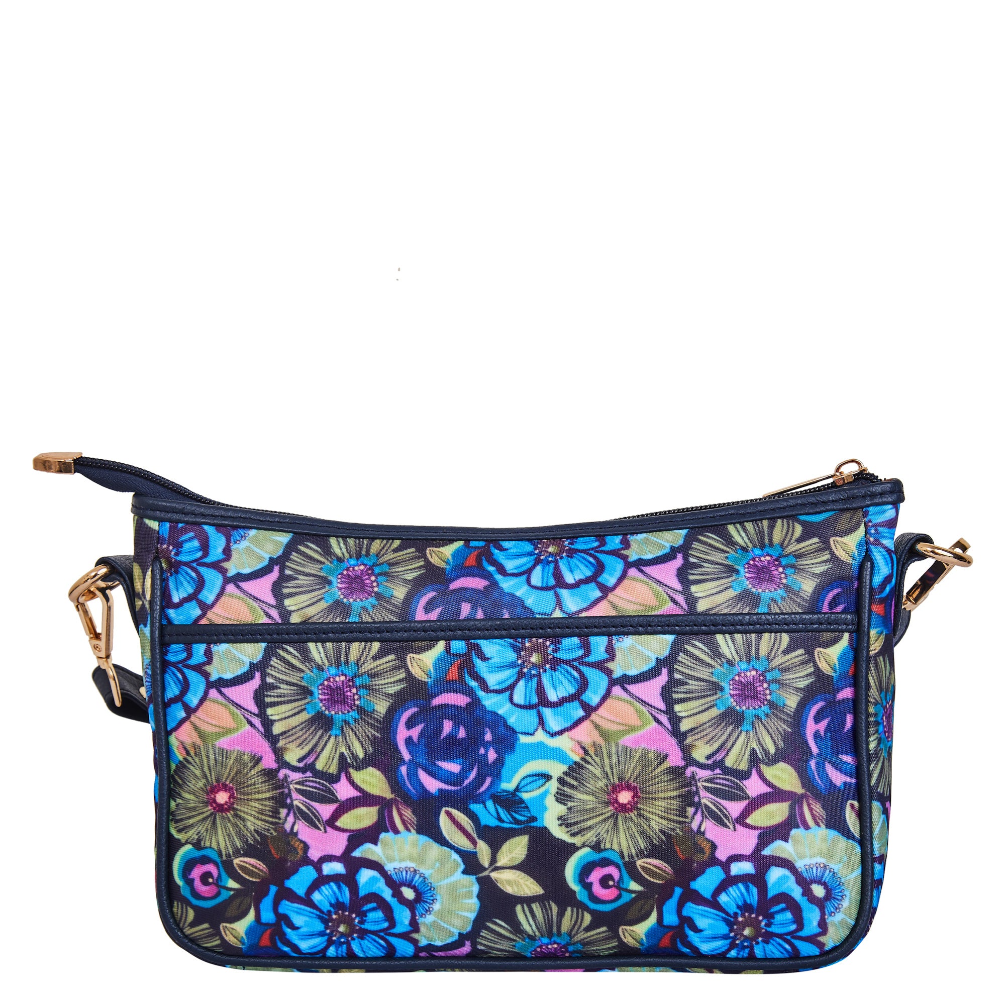 Floral Print Hobo Bag with Leather Trim and an Adjustable Strap for Ladies
