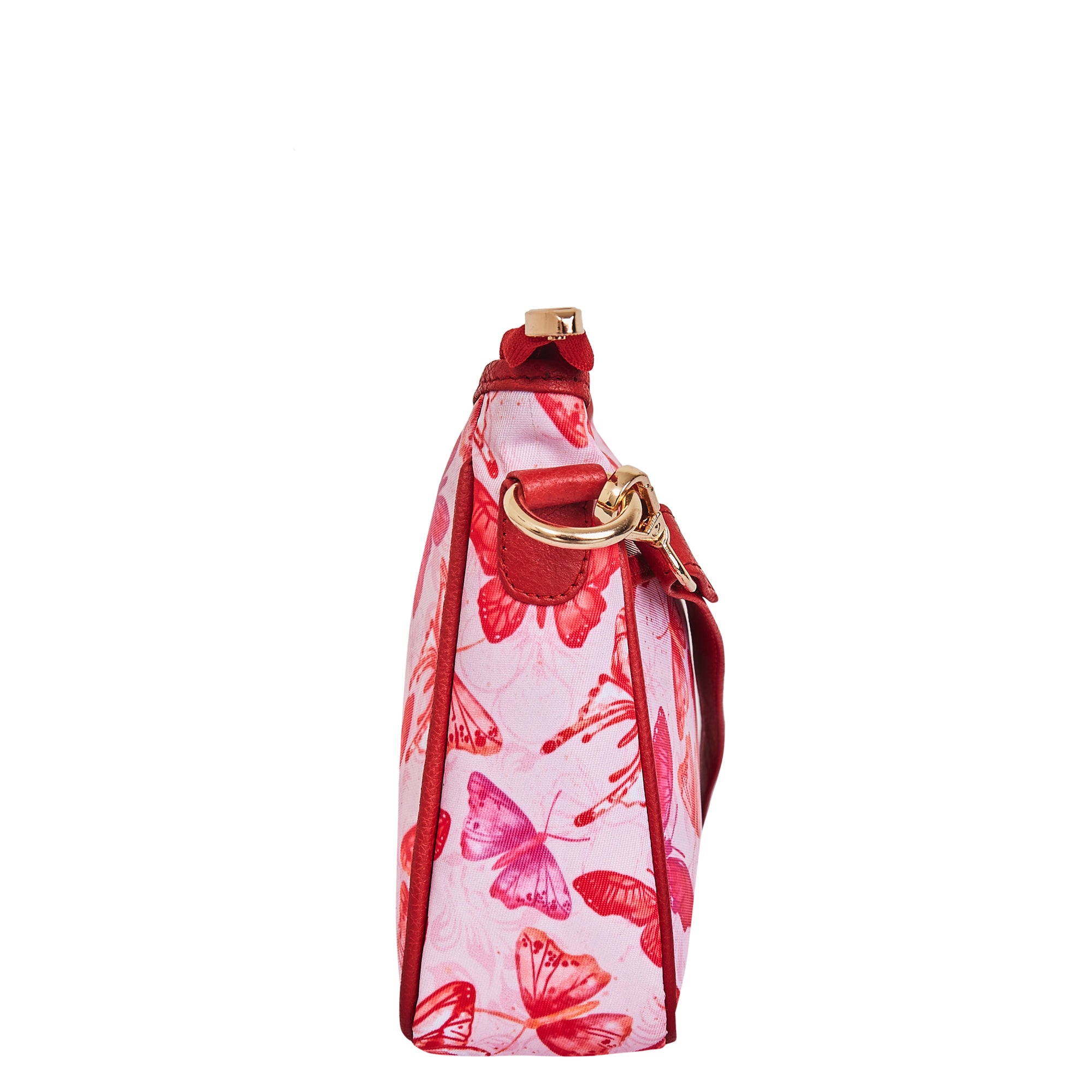 Butterfly East/West Women's Hobo bag with Adjustable Strap and Leather Trim