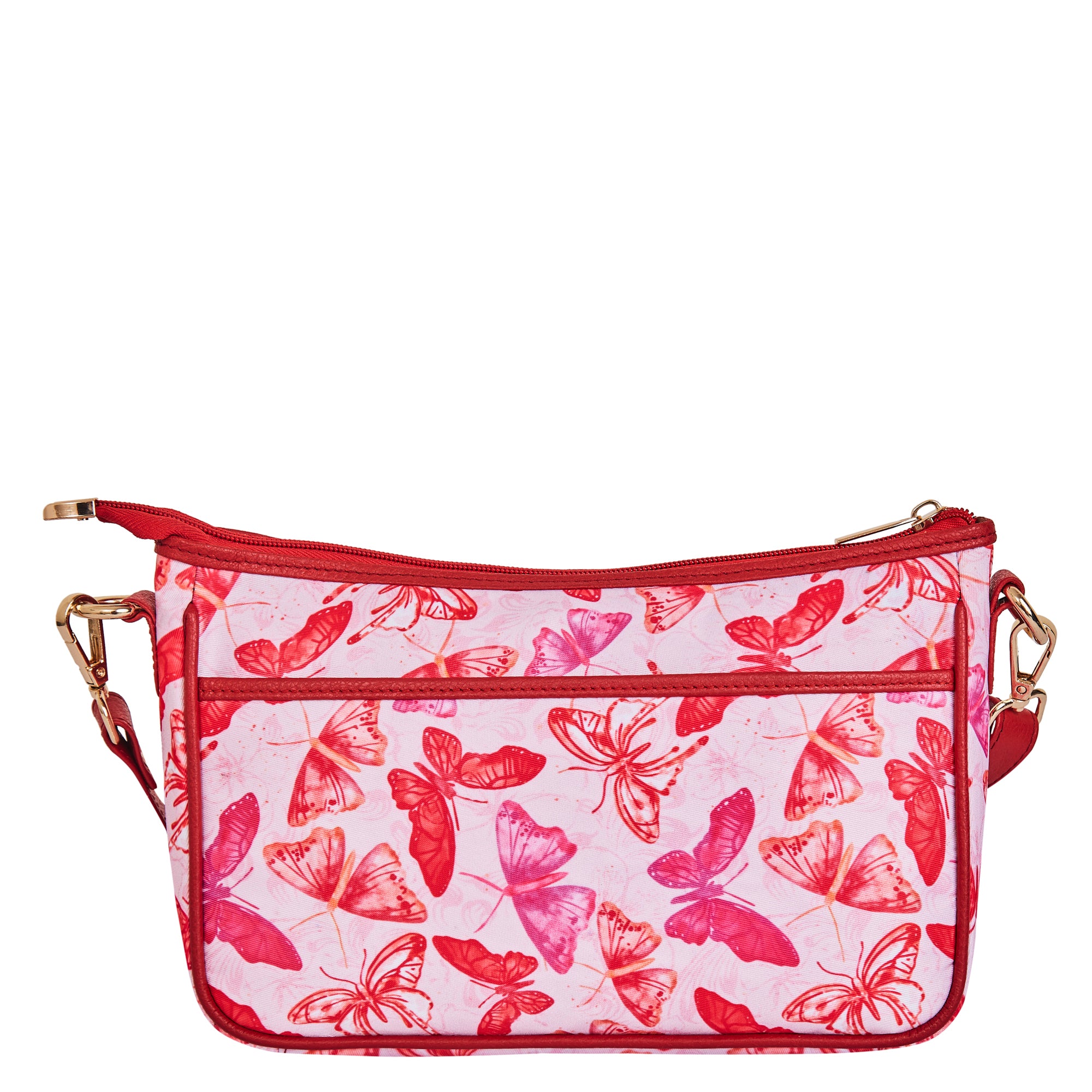 Butterfly East/West Women's Hobo bag with Adjustable Strap and Leather Trim