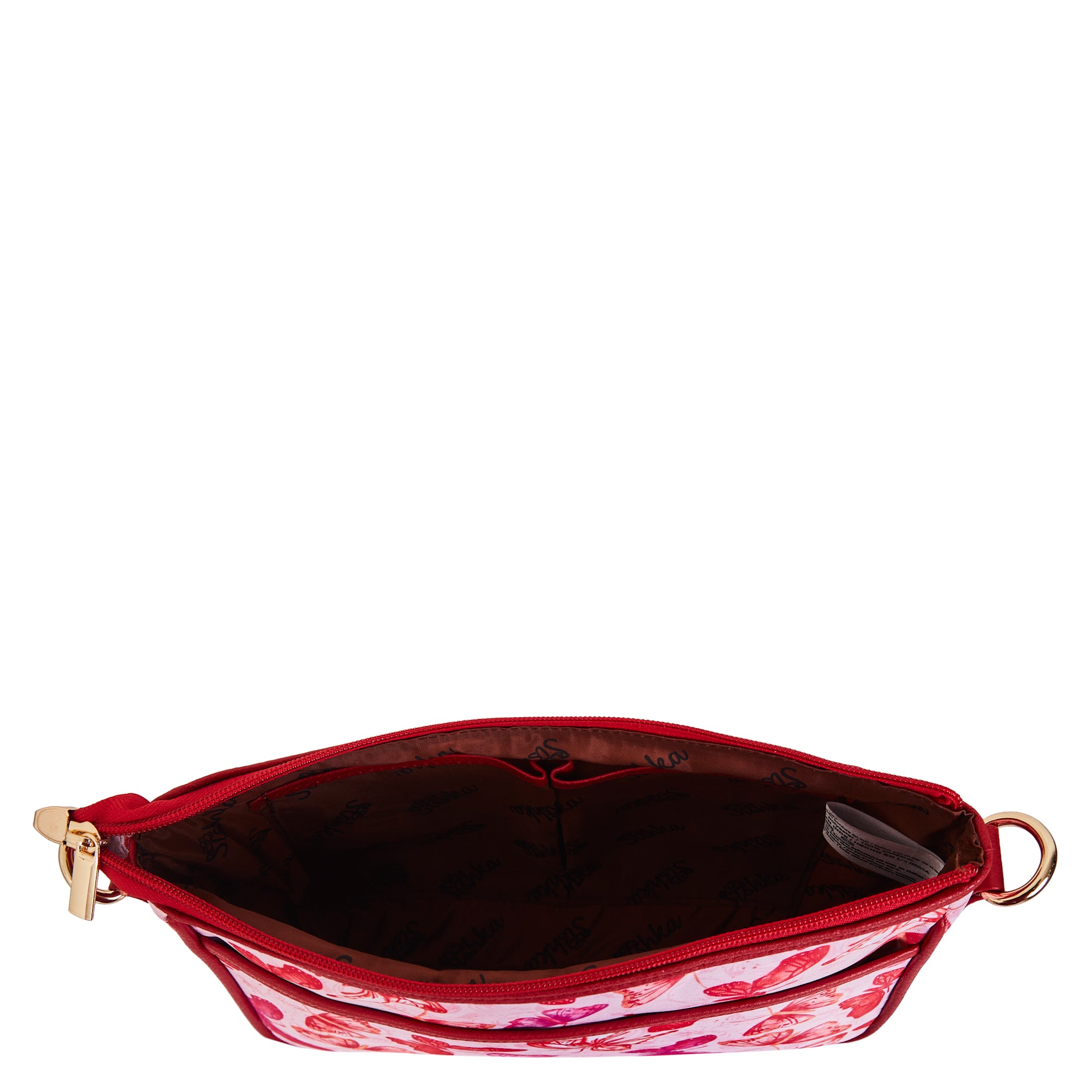 Butterfly East/West Women's Hobo bag with Adjustable Strap and Leather Trim