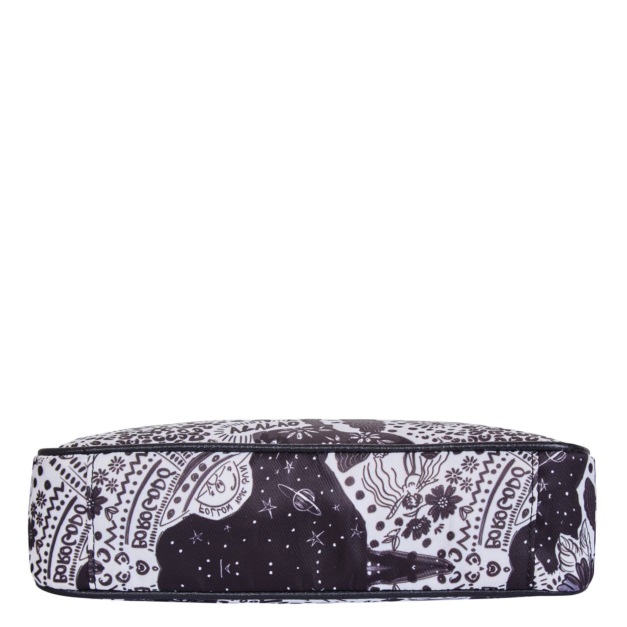 East/West Ladies Hobo in Black and White with Leather Trim