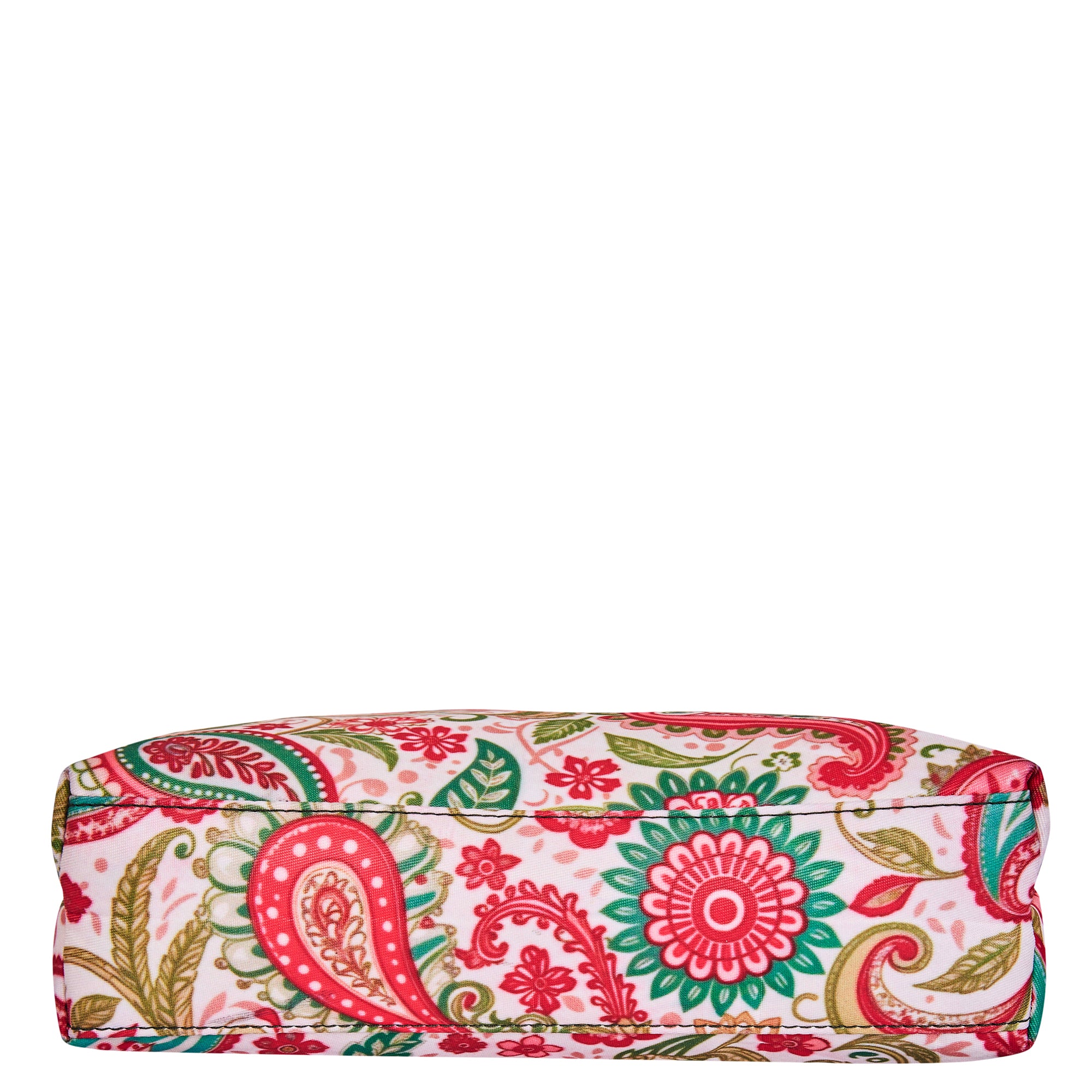 Crossbody Bag with Leather Trim and Paisley Print Fabric for Women