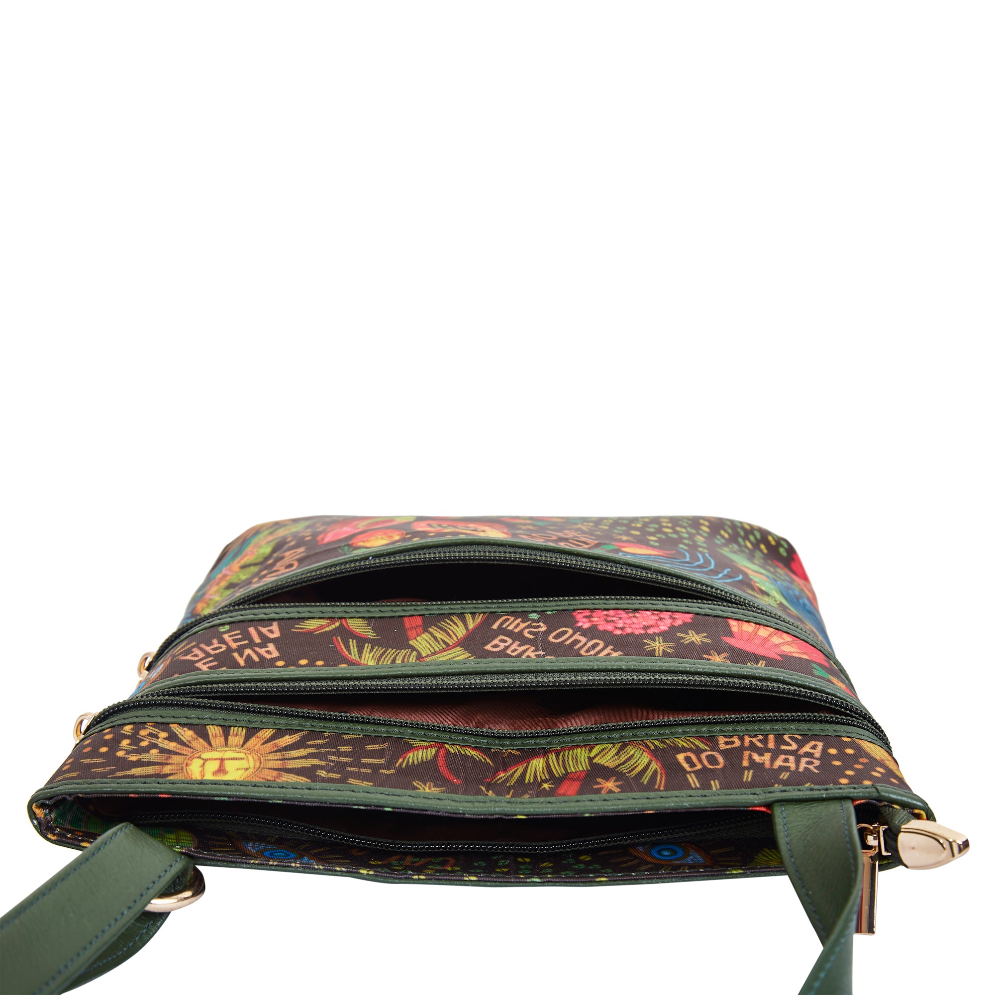 Ladies Coastal-Inspired Fabric Crossbody Bag with Leather Accents