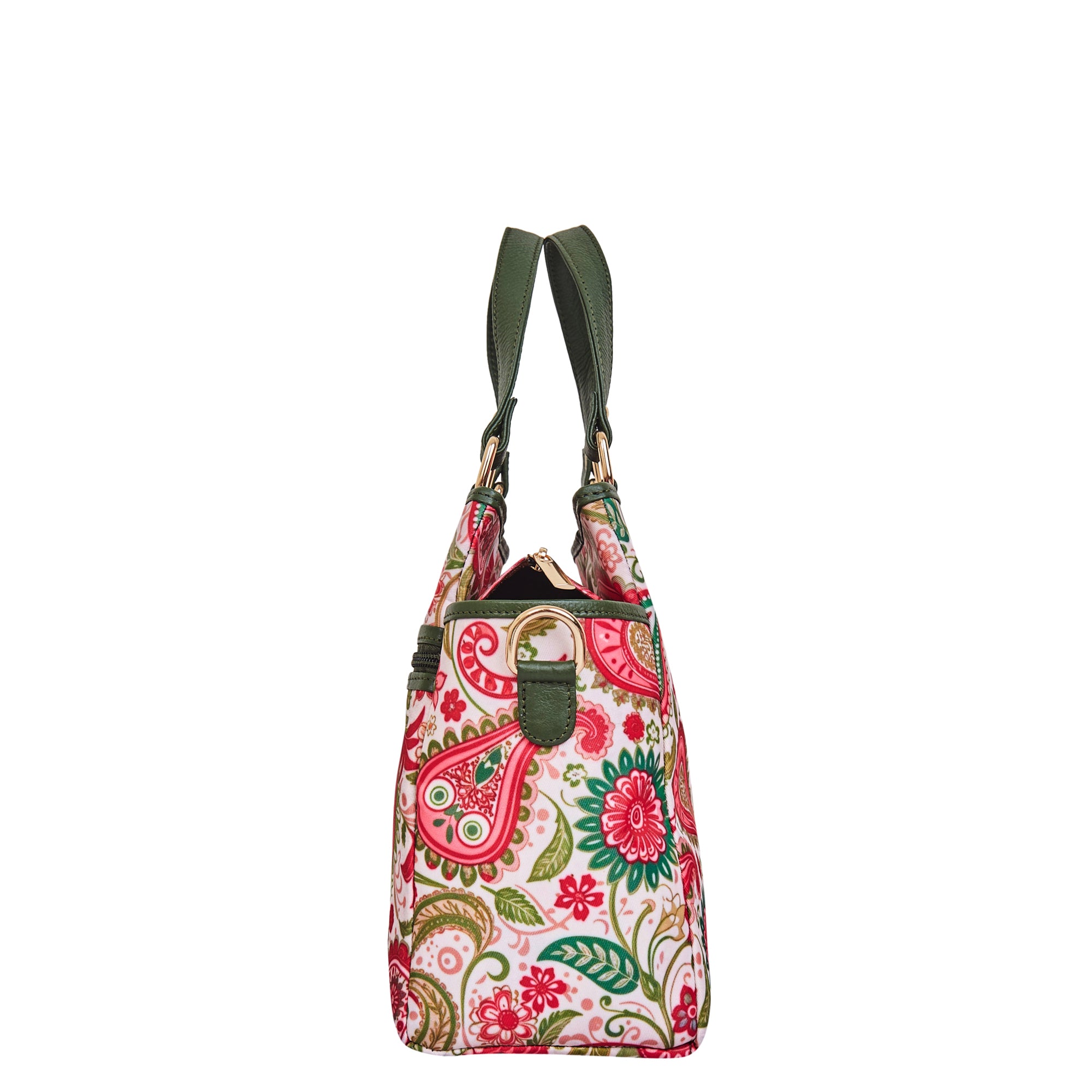 Paisley Print Multi-Compartment Satchel bag for Women with Leather Details