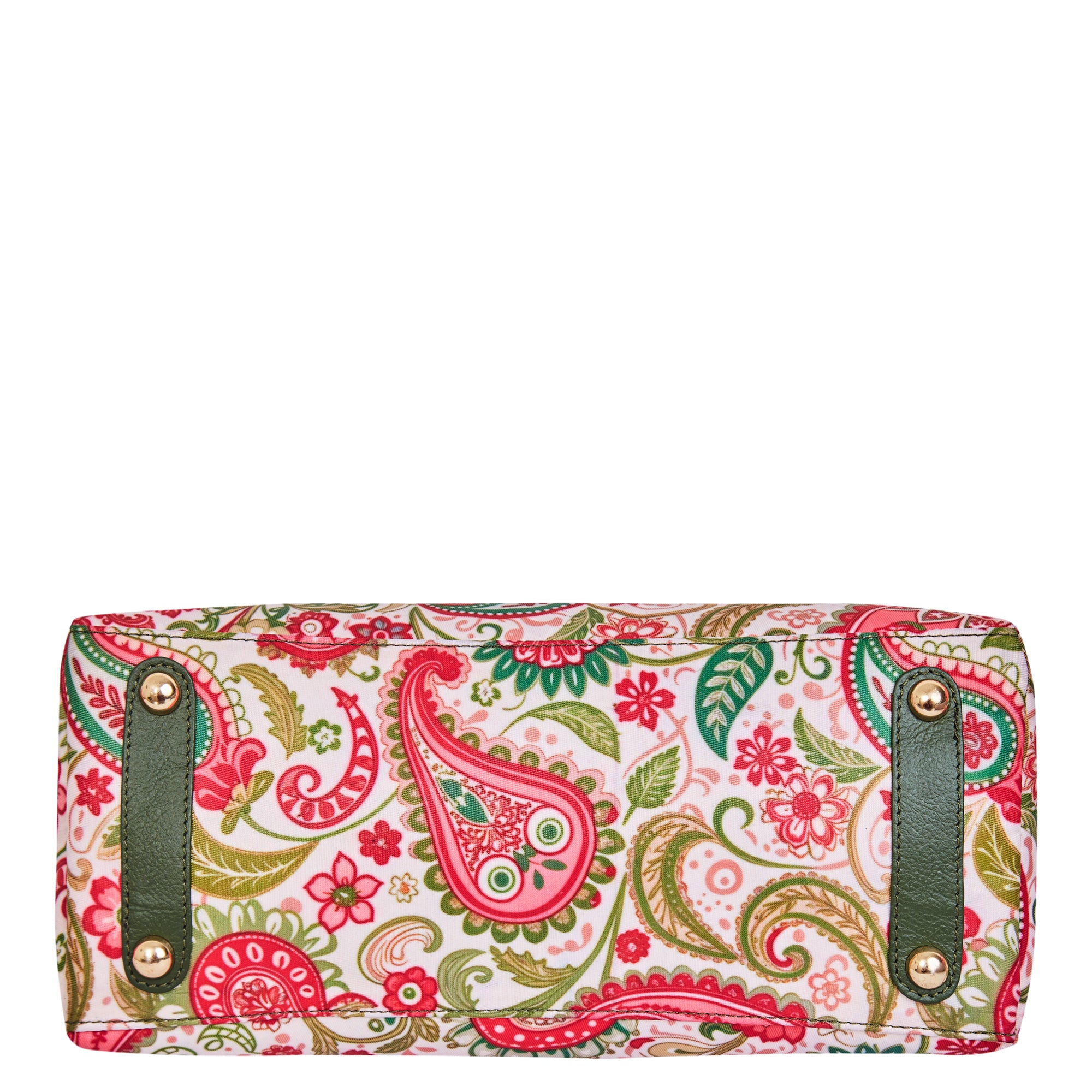 Paisley Print Multi-Compartment Satchel bag for Women with Leather Details