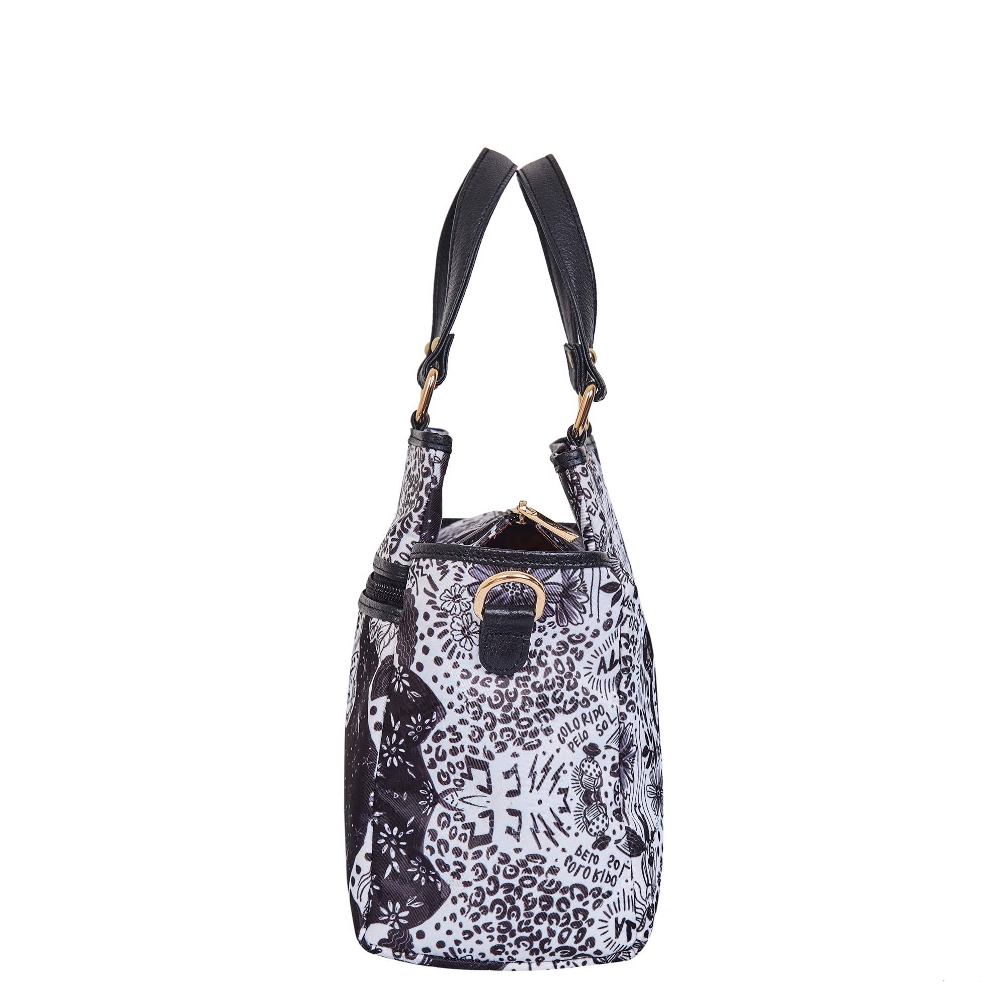 Monochrome Leather Multi-Compartment Satchel with for Women