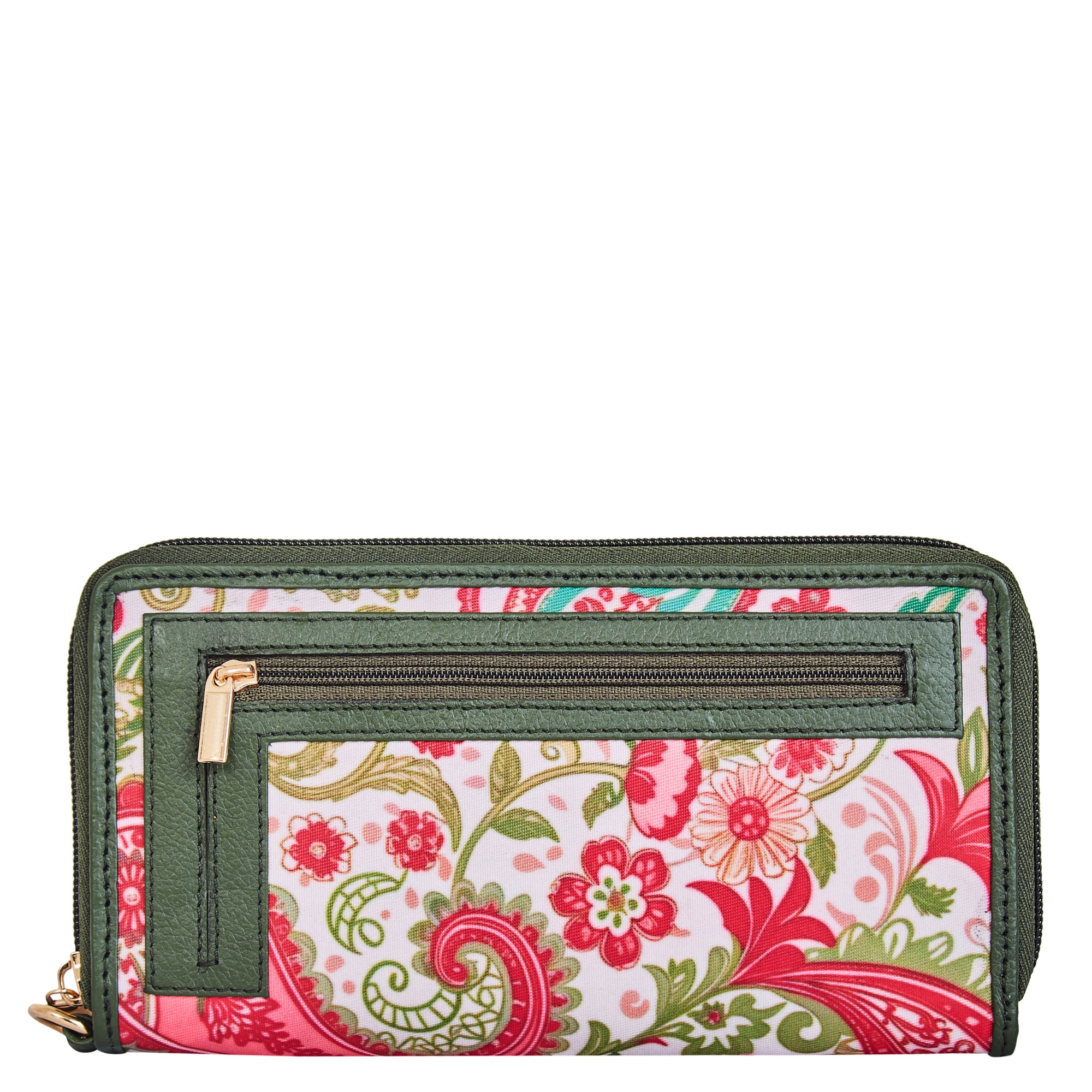Refined Paisley Print Wristlet Wallet for Women – Leather-Trimmed and Luxurious