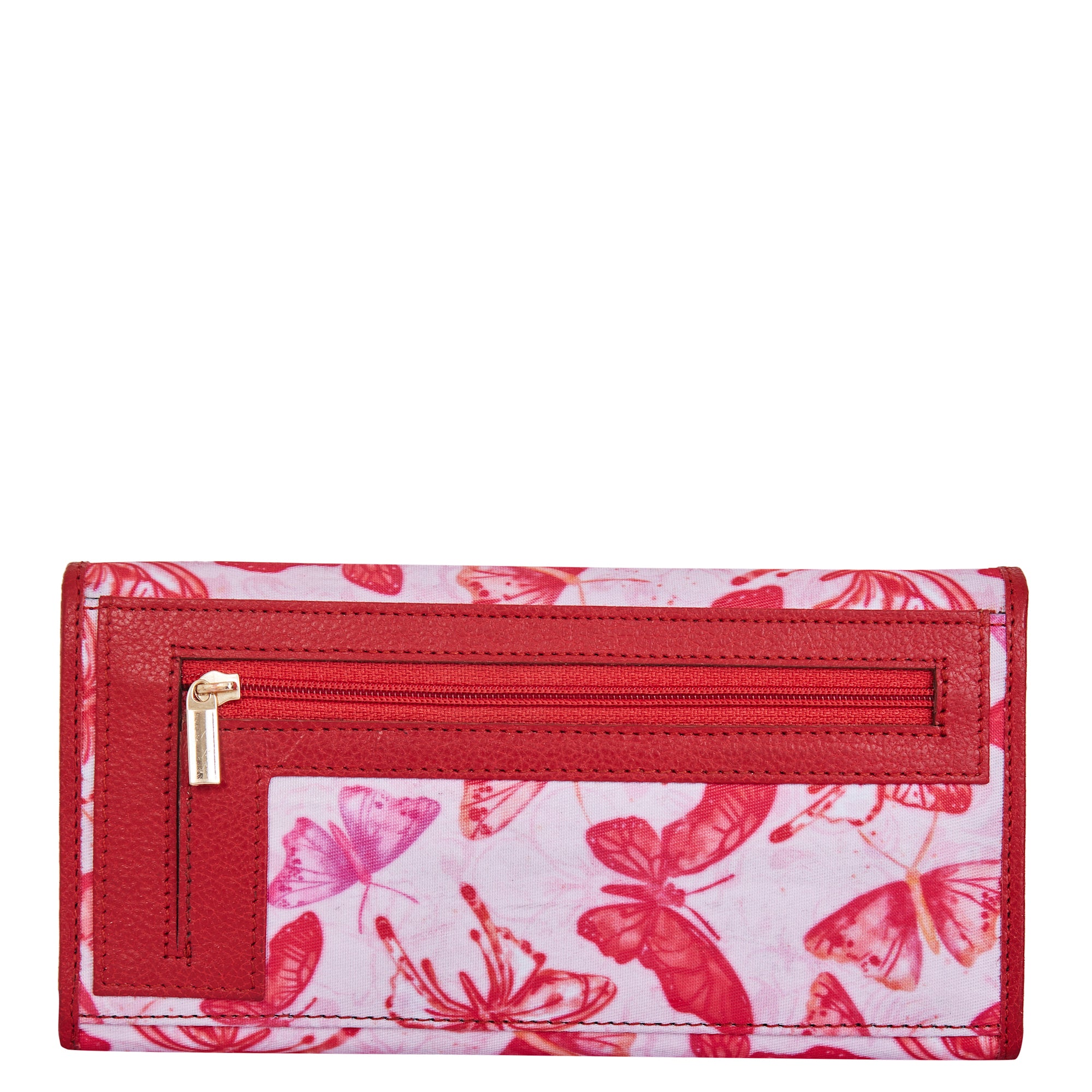 Vibrant Butterfly Print ladies Tri-Fold Wallet with Leather Accents for Bold Fashion