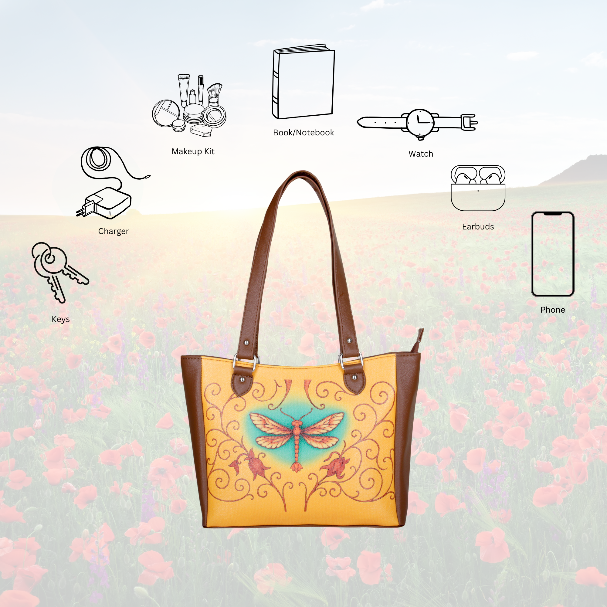 Ladies’ Printed Leather Shoulder Tote Bag– Handbag, Sling & Top Handle Purse – Ideal for Office, Travel & Everyday Use