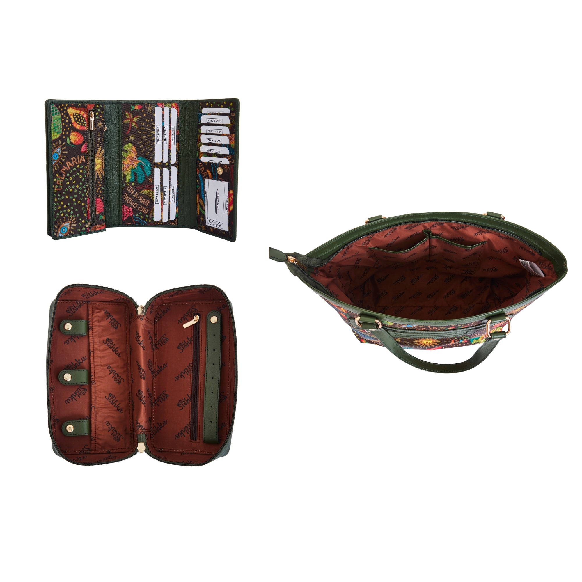 Printed Nylon Fabric Women’s Tote Bag, RFID Trifold Wallet & Jewellery Organizer Combo – Daily Use, Work, Travel