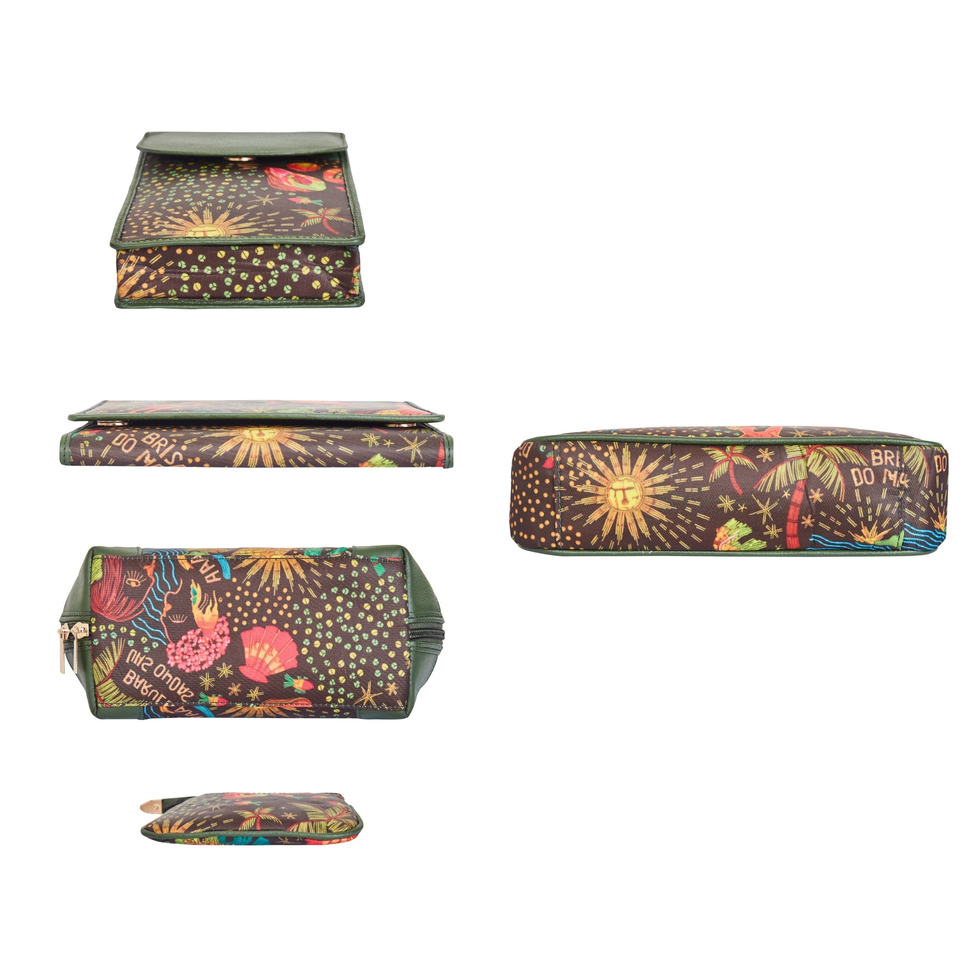 Ladies’ Nylon Printed 5 Pcs Bag Combo Set– Hobo Bag, Cell Phone Crossbody Wallet, Wristlet Wallet, Cosmetic & Coin Pouch