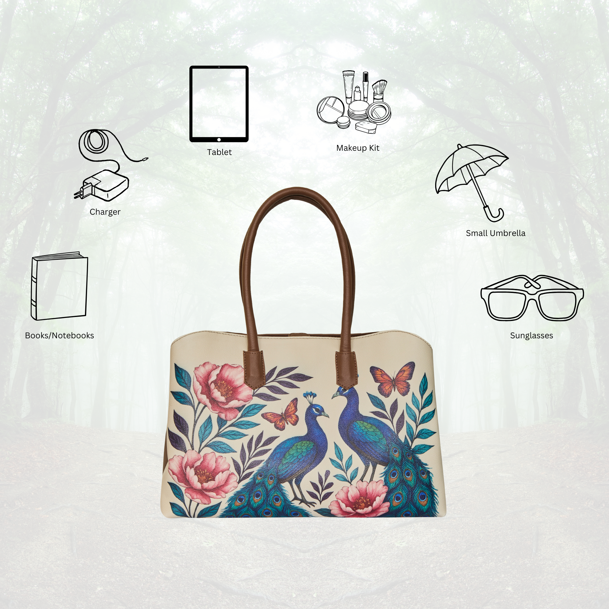 Genuine Leather Printed Carryall Tote for Women – Stylish Shoulder, Top Handle & Handbag for Ladies – Office, Work, Travel & Daily Use