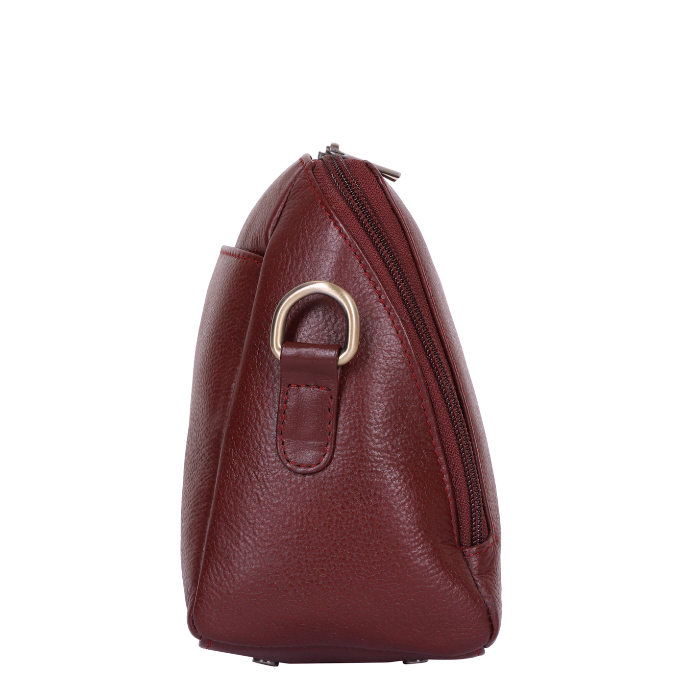 Sishka Cherry Red Leather Crossbody Handbag – Zipper Closure, Premium Sling Bag, Lightweight Purse with Tassel, Genuine Leather Shoulder Bag for Women, Ideal for Travel, Shopping & Daily Use.