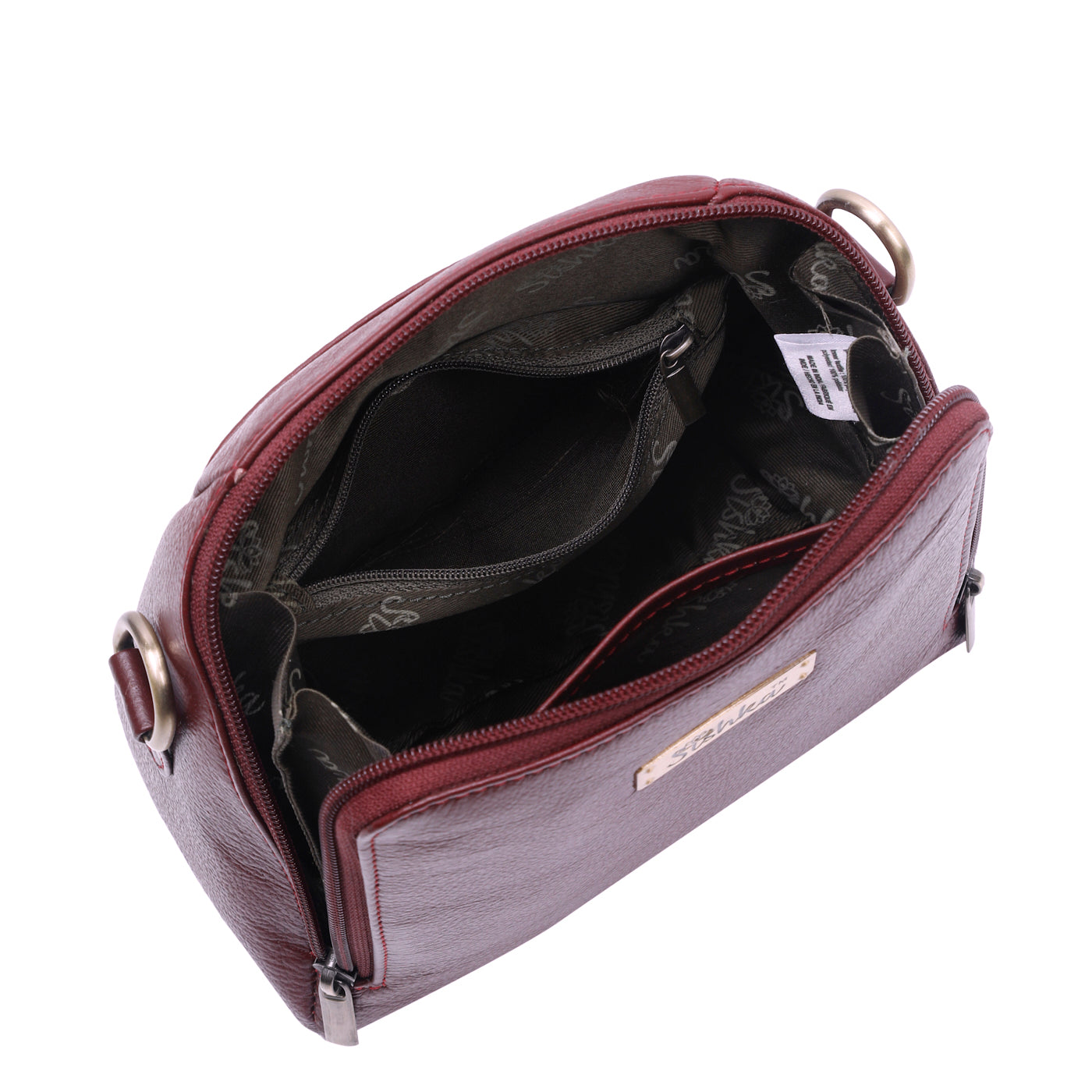 Sishka Cherry Red Leather Crossbody Handbag – Zipper Closure, Premium Sling Bag, Lightweight Purse with Tassel, Genuine Leather Shoulder Bag for Women, Ideal for Travel, Shopping & Daily Use.