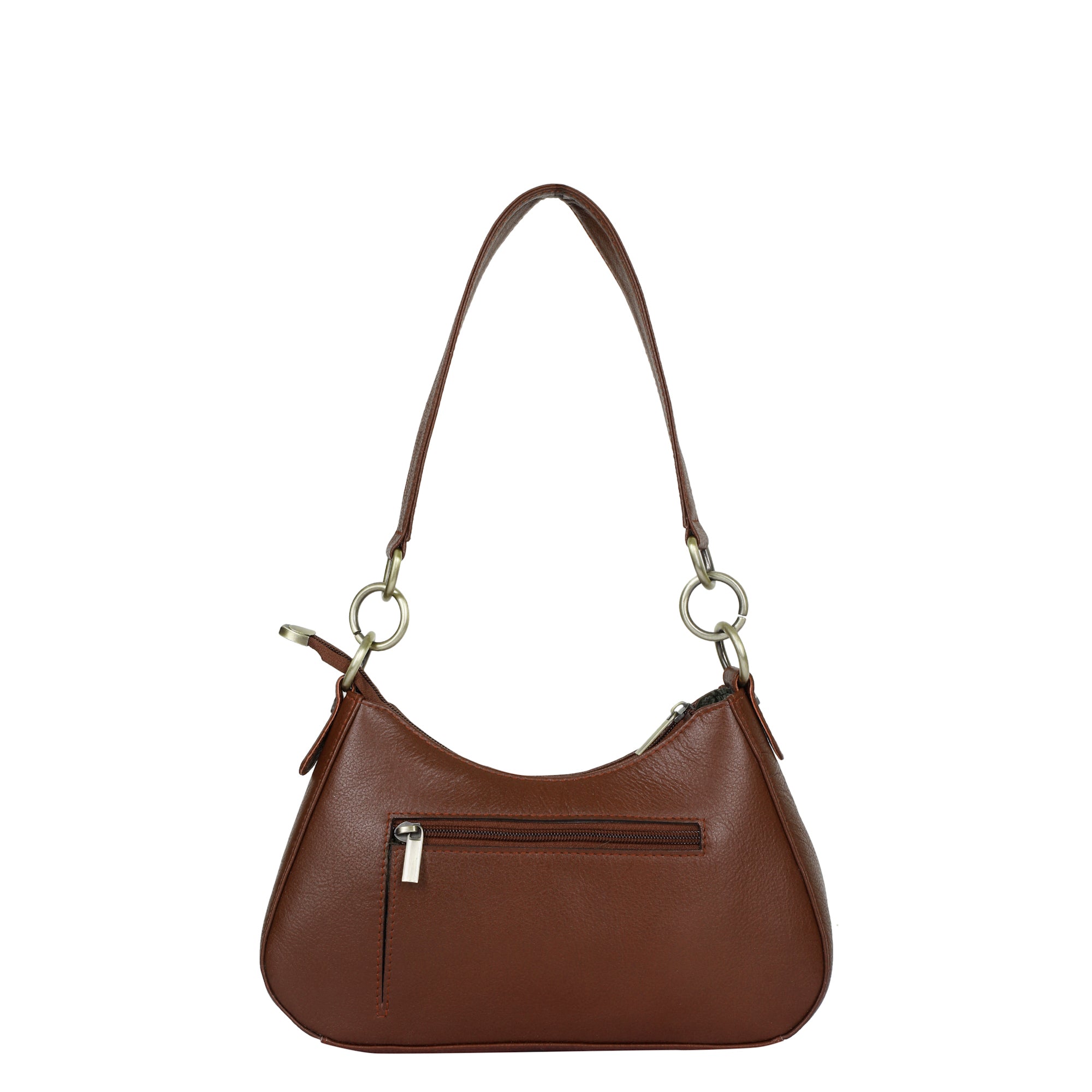 Brown Genuine Leather Half-Moon Shoulder Bag – Women’s Tote Purse