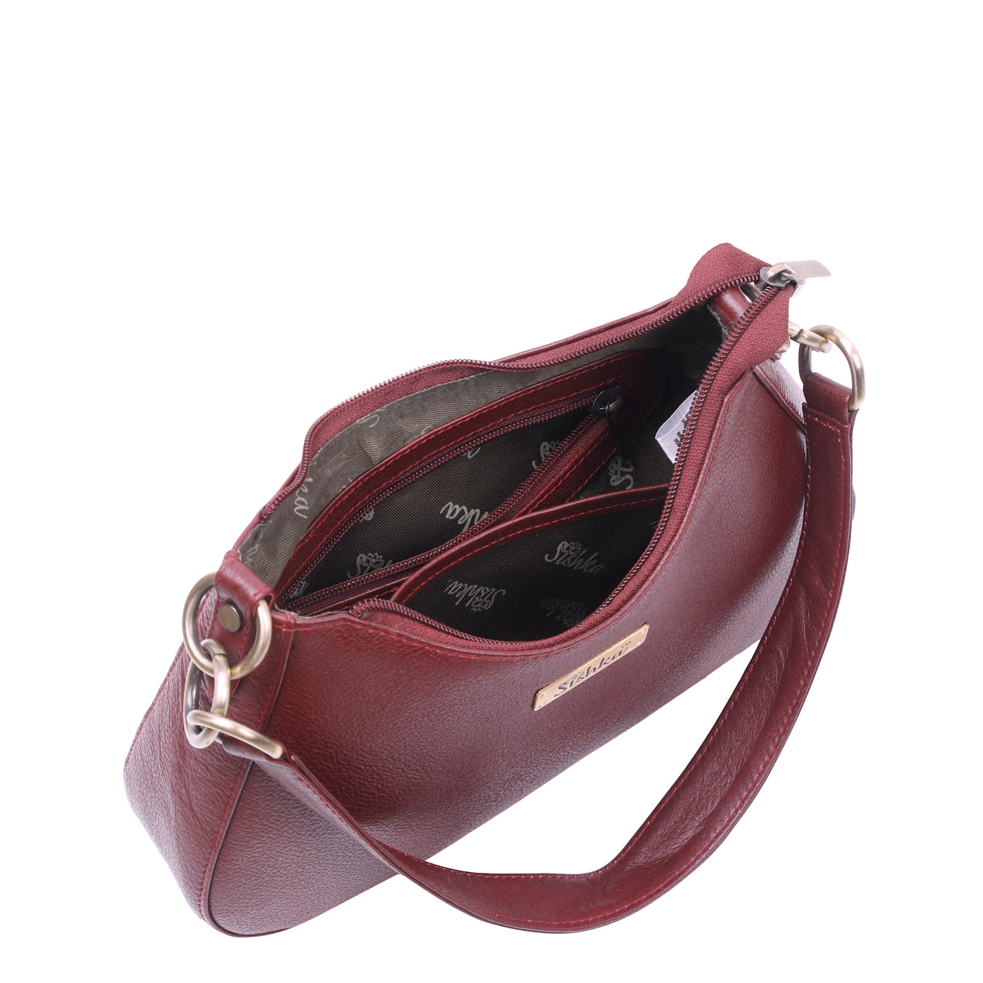 Shoulder Bag in Cherry Red – Purse for Women by Sishka, Hobo Handbag, Soft Genuine Leather Half Moon Tote with Top Zipper Closure, Perfect for Daily Use, Travel & Casual Outings.
