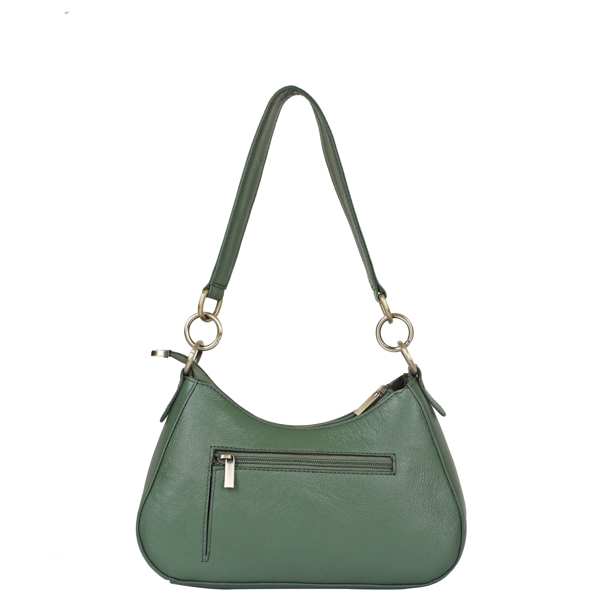 Olive Genuine Leather Half-Moon Shoulder Bag – Women’s Tote Purse