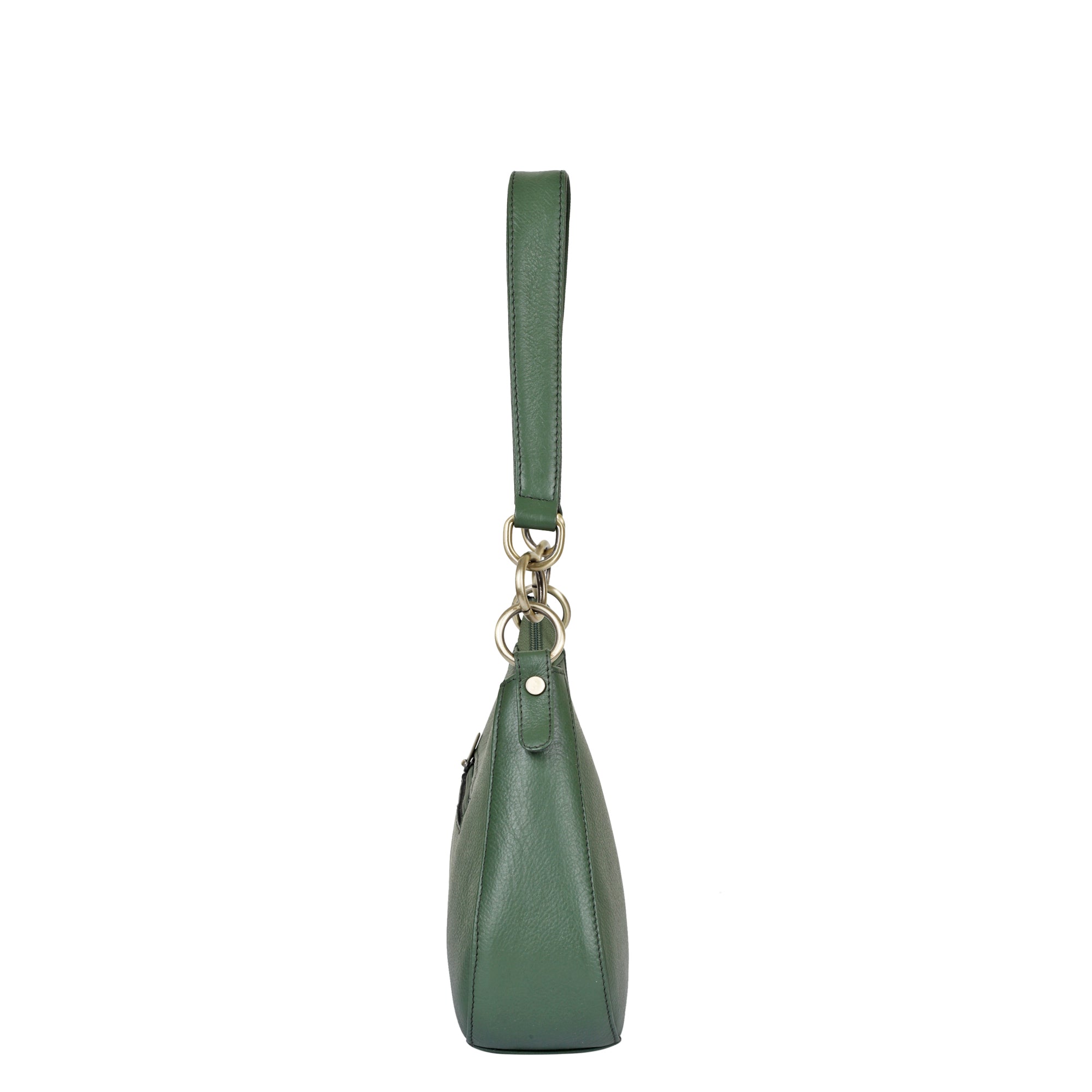 Olive Genuine Leather Half-Moon Shoulder Bag – Women’s Tote Purse