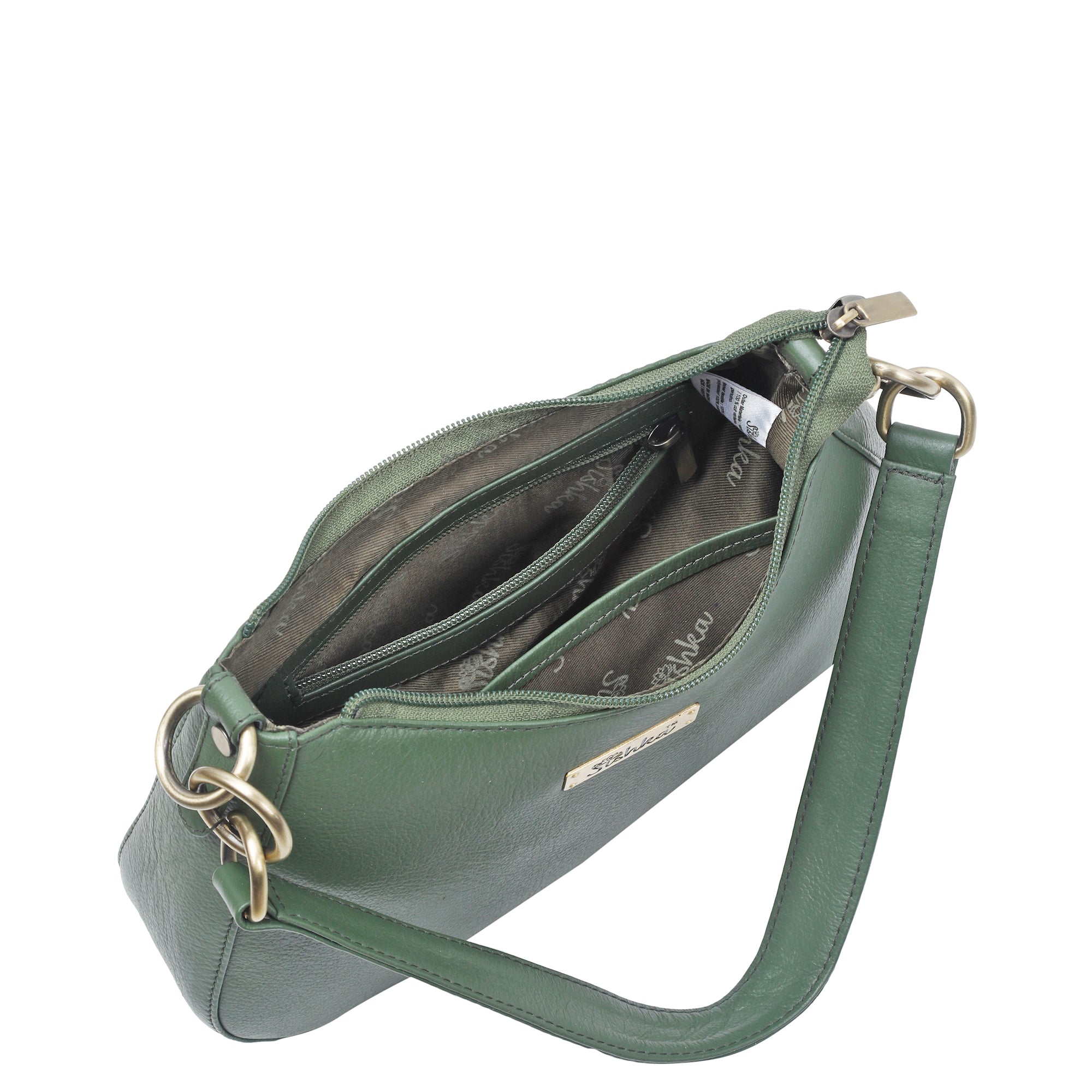 Olive Genuine Leather Half-Moon Shoulder Bag – Women’s Tote Purse