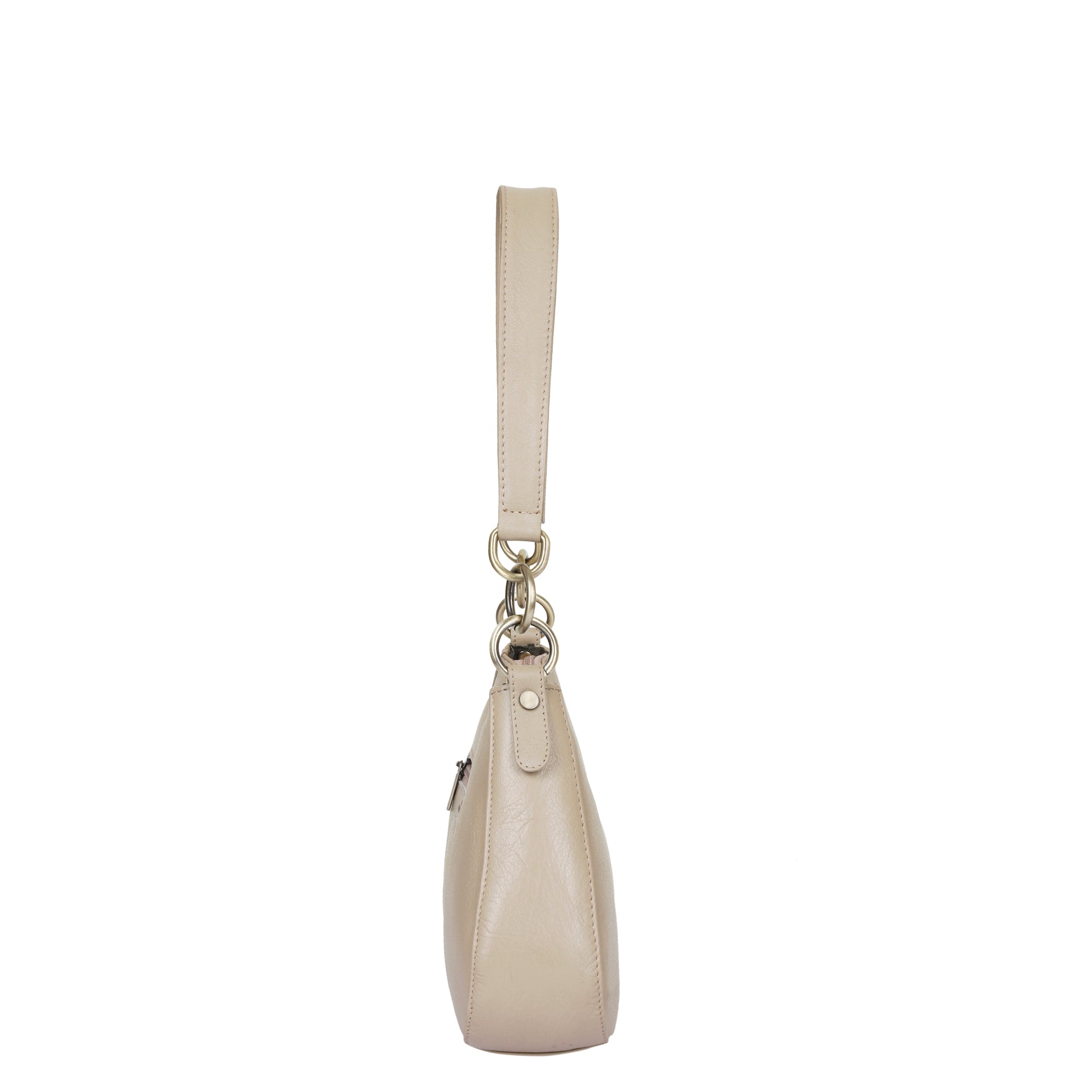 Sishka Shoulder Bag in Taupe – Stylish Hobo Purse for Women, Soft Genuine Leather Half Moon Tote with Top Zipper Closure, Perfect for Daily Use, Travel & Casual Outings.