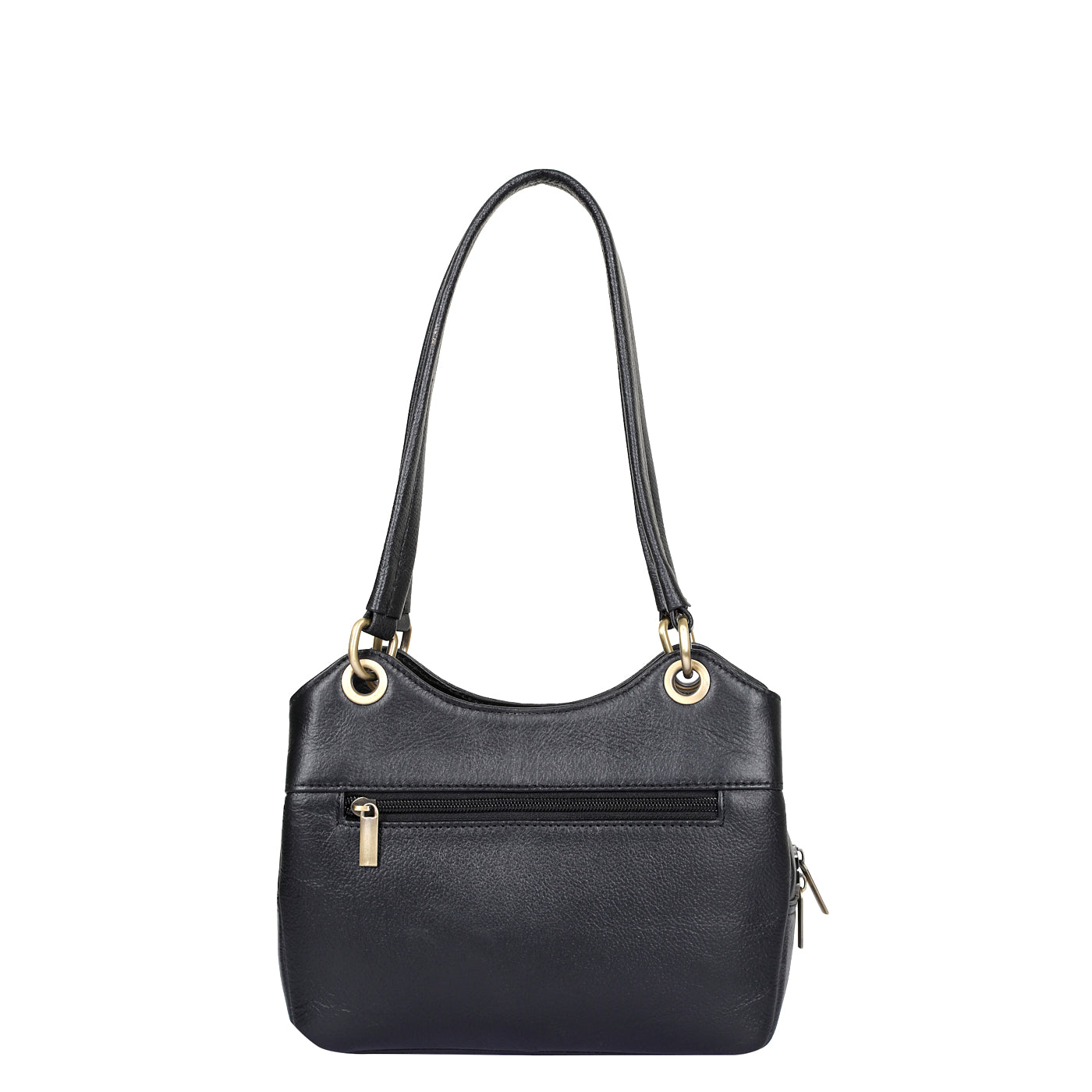 Sishka Black Genuine Leather Satchel Handbag, Tote Shoulder Bag for Women, Designer Top Handle Purse,Ladies Leather Bag – H 7.75" x W 9" x D 2.75"