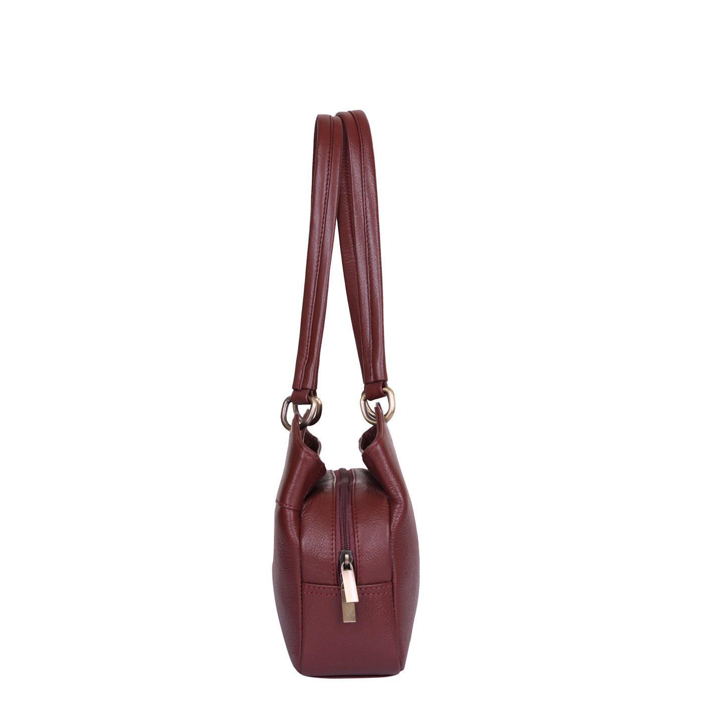 Sishka Cherry Red Women's Genuine Leather Satchel Bag, Round Handle Tote Purse, Designer Shoulder Handbag, Ladies Leather Bag, Stylish Top Handle Bag, Elegant Leather Purse for Ladies.