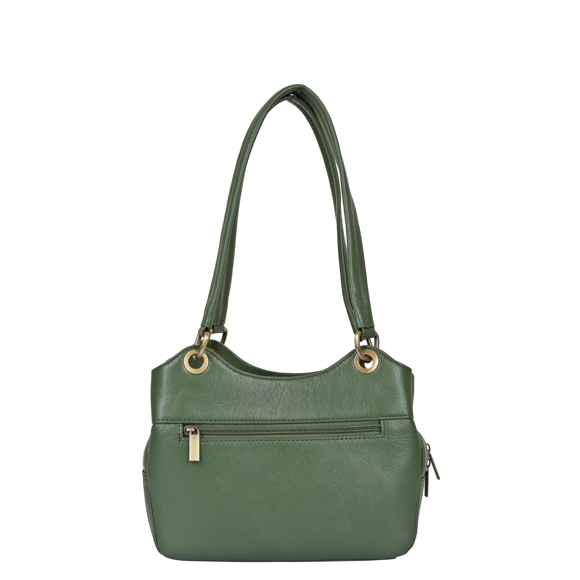 Sishka Olive Women's Genuine Leather Satchel Bag, Round Handle Tote Purse, Designer Shoulder Handbag, Stylish Leather Top Handle Bag, Elegant Ladies Leather Purse for Everyday Use.