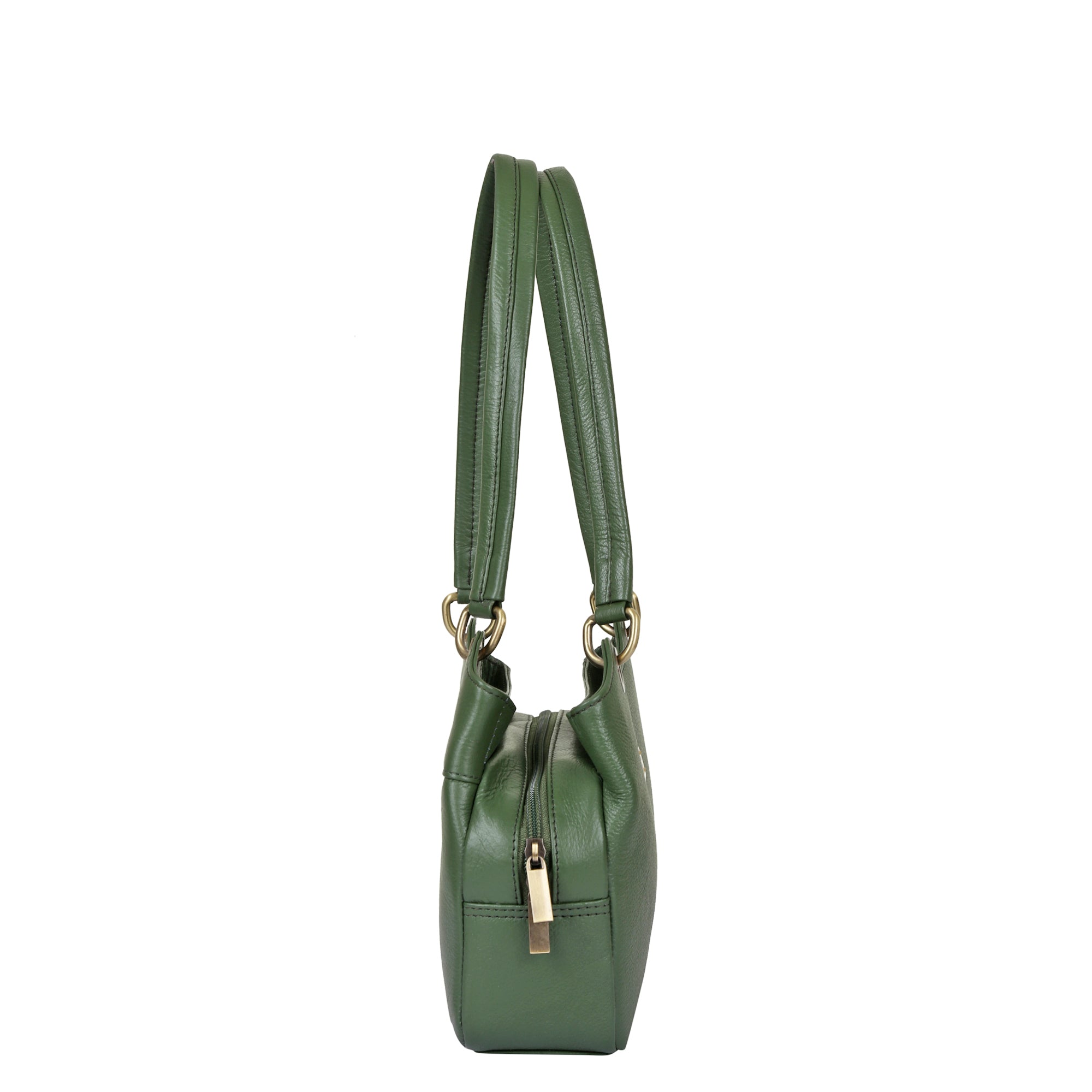 Sishka Olive Women's Genuine Leather Satchel Bag, Round Handle Tote Purse, Designer Shoulder Handbag, Stylish Leather Top Handle Bag, Elegant Ladies Leather Purse for Everyday Use.