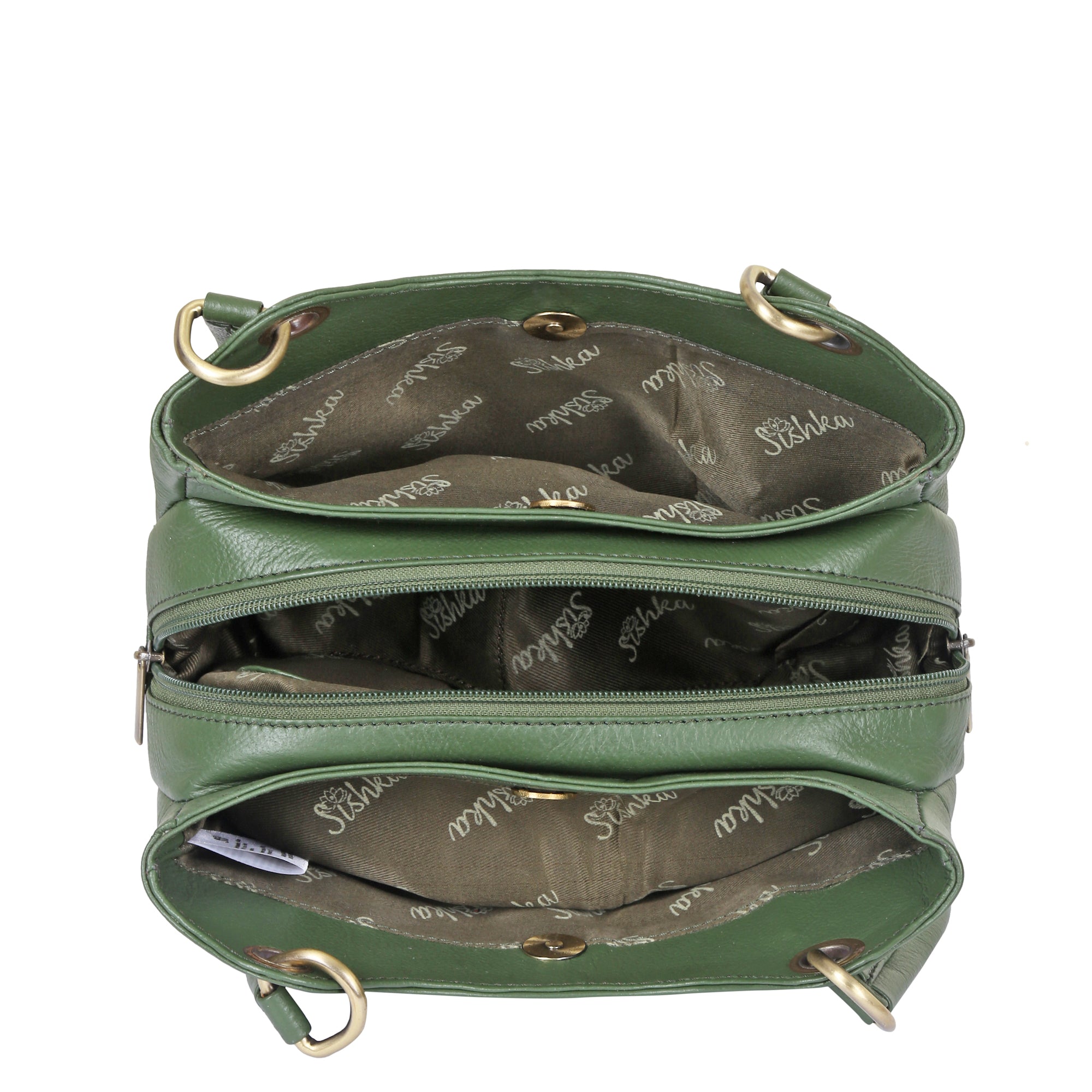 Sishka Olive Women's Genuine Leather Satchel Bag, Round Handle Tote Purse, Designer Shoulder Handbag, Stylish Leather Top Handle Bag, Elegant Ladies Leather Purse for Everyday Use.