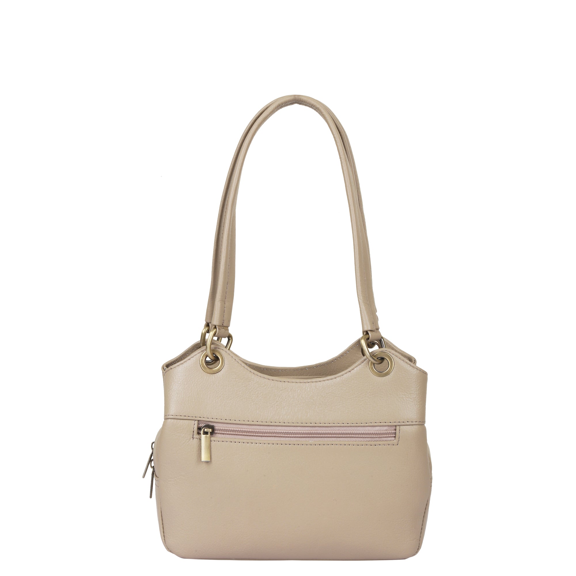Sishka Taupe Women's Genuine Leather Satchel Bag, Trendy Crossbody Tote, Fashionable Shoulder Handbag, Stylish Top Handle Purse, Elegant Everyday Leather Bag – H 7.75" x W 9" x D 2.75".
