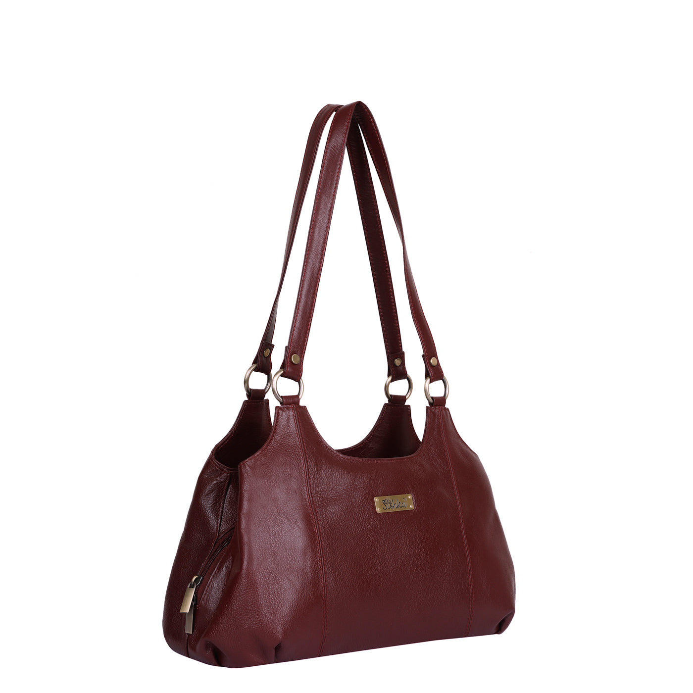 Cherry Red Satchel Bag by Sishka – Genuine Leather Shoulder Bag, Stylish Tote Purse for Ladies, Elegant Top Handle Handbag, Designer Leather Purse for Women (H 9" x W 13.5" x D 5").