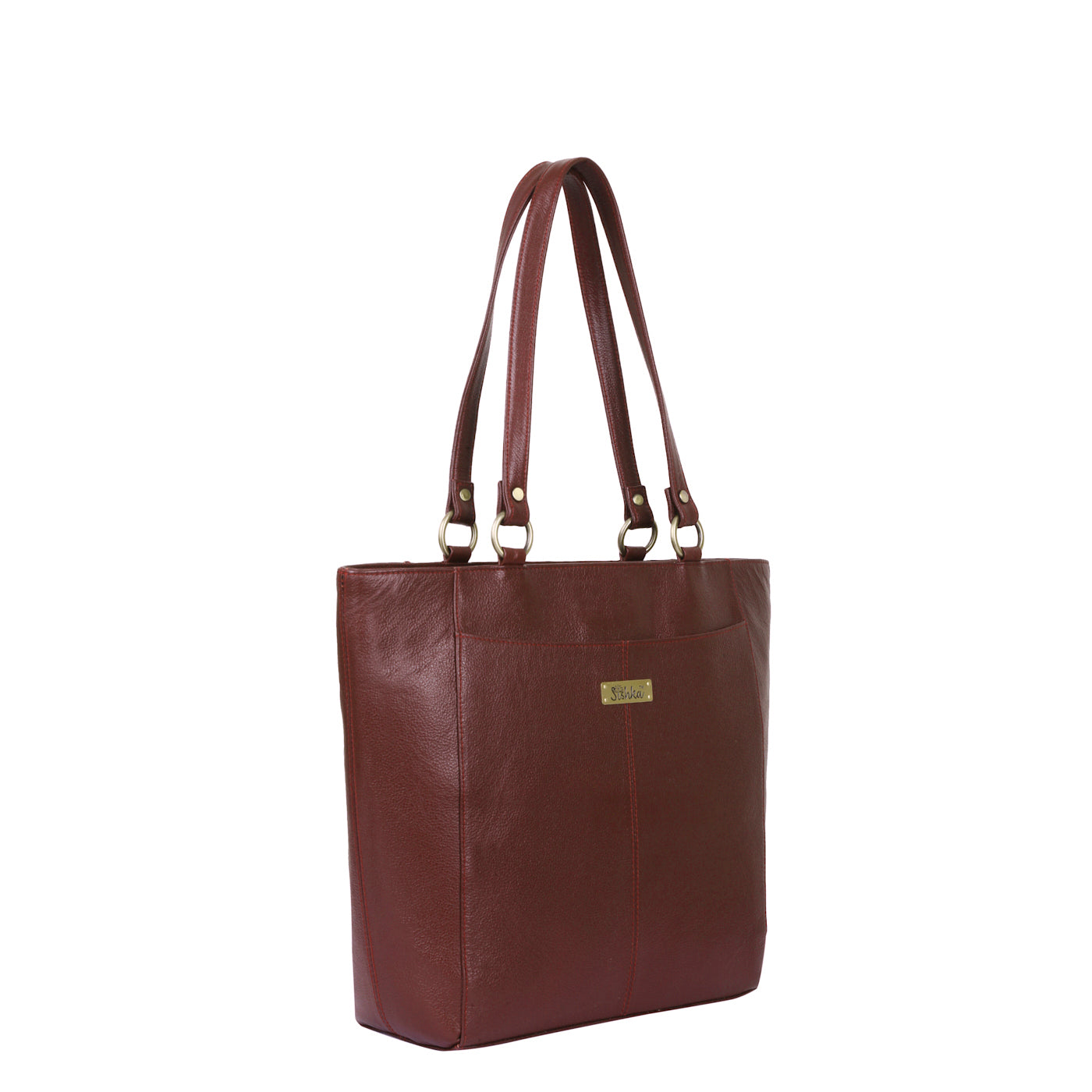 Sishka Brown Tote Bag for Women – Classic Genuine Leather Shoulder Handbag, Spacious Top Handle Satchel, Elegant Ladies Purse for Office, Travel, Parties & Everyday Use (H 12" x W 15.25" x D 4.75").