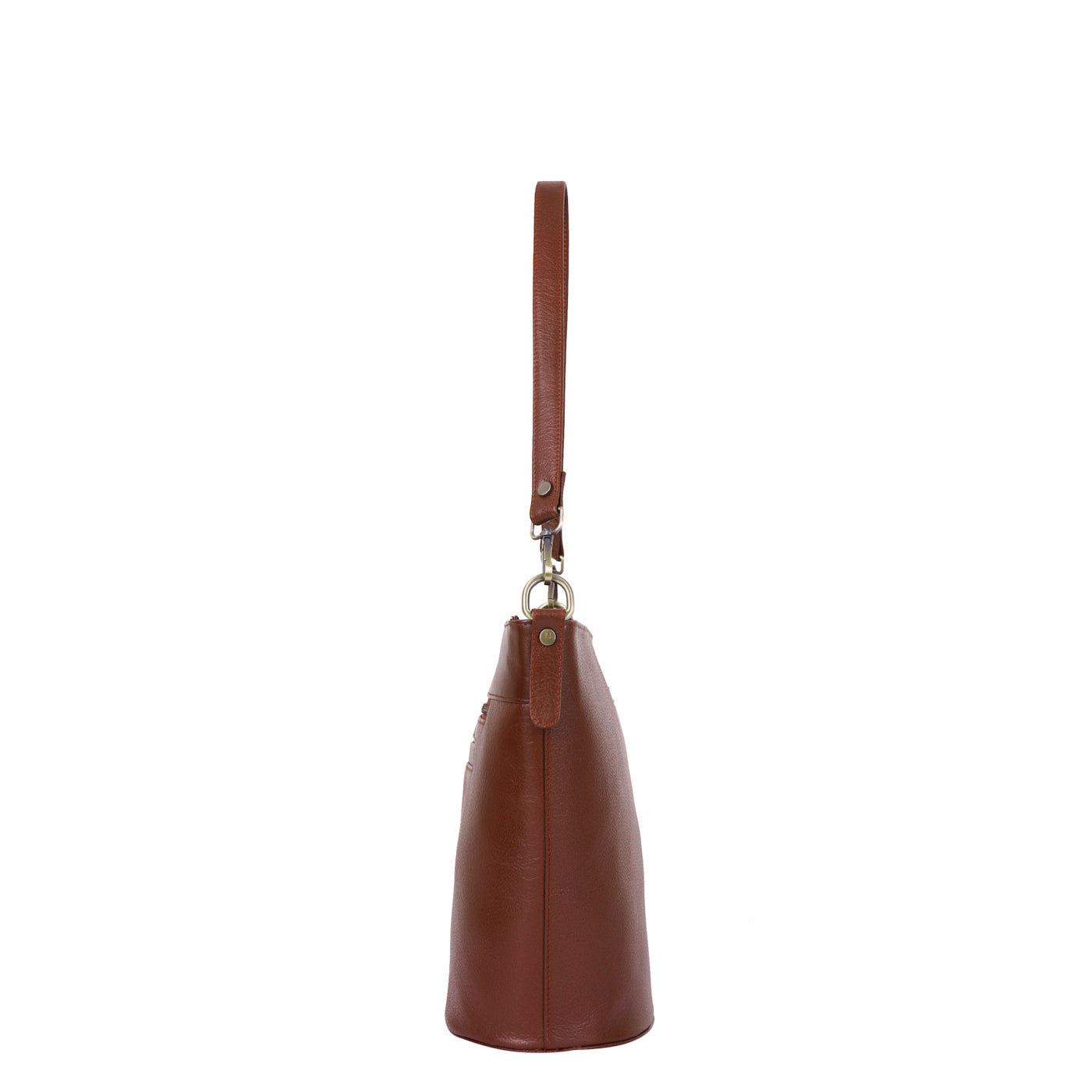 Brown Genuine Leather Bucket Hobo Bag – Women’s Shoulder Tote Purse