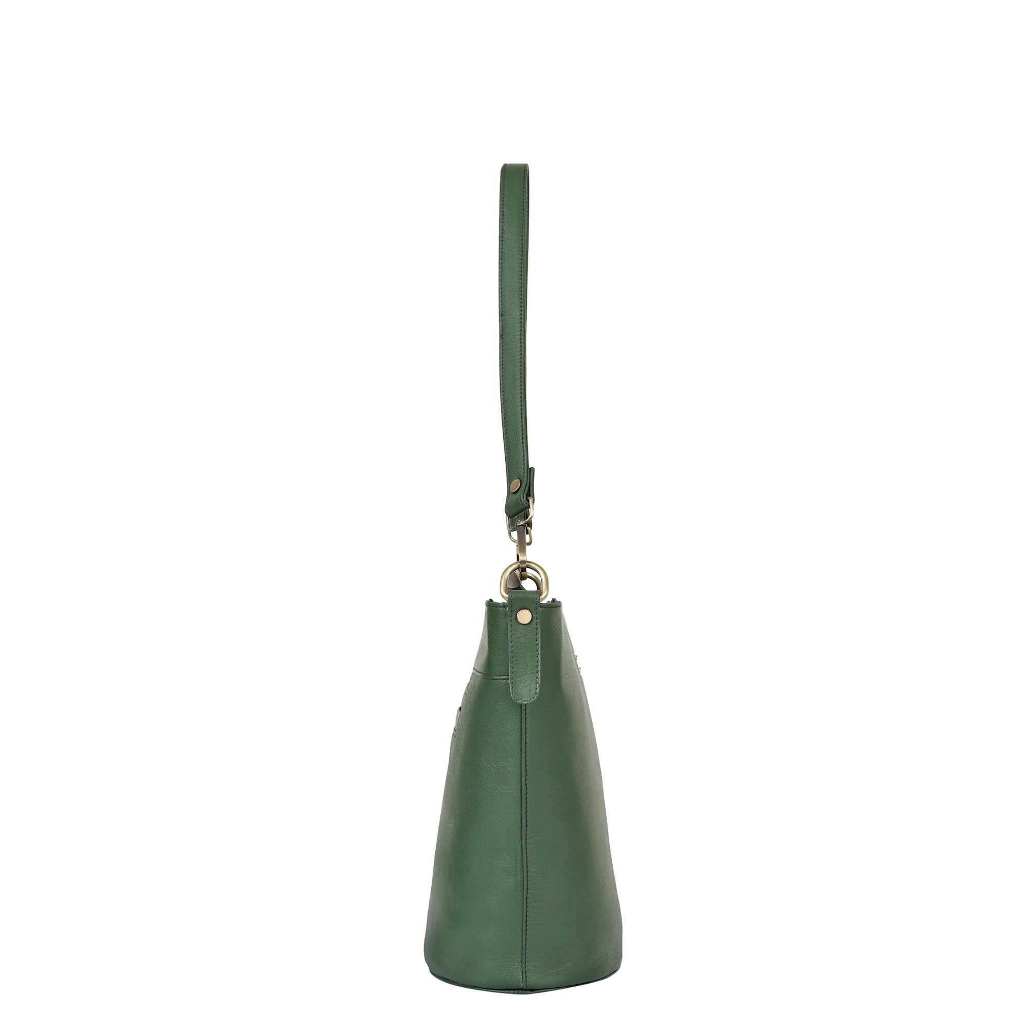 Olive Genuine Leather Bucket Hobo Bag for Women – Trendy Tote Shoulder Purse, Stylish Handbag, Spacious Satchel for Office, Parties, Casual Outings & Trips (H 9.87" x W 13" x D 5.25") | Sishka