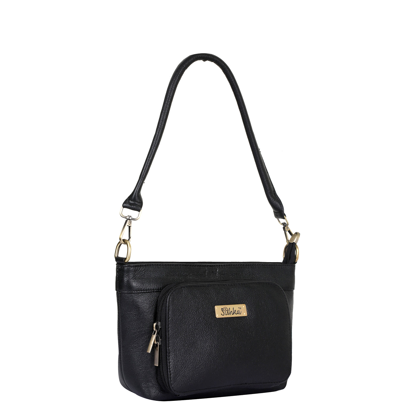 Black Shoulder Bag for Women by Sishka (H 6.25" x W 10.5" x D 4") – Elegant Genuine Leather Hobo Tote Handbag with Top Zipper Closure, Perfect for Daily Use, Travel & Casual Outings.