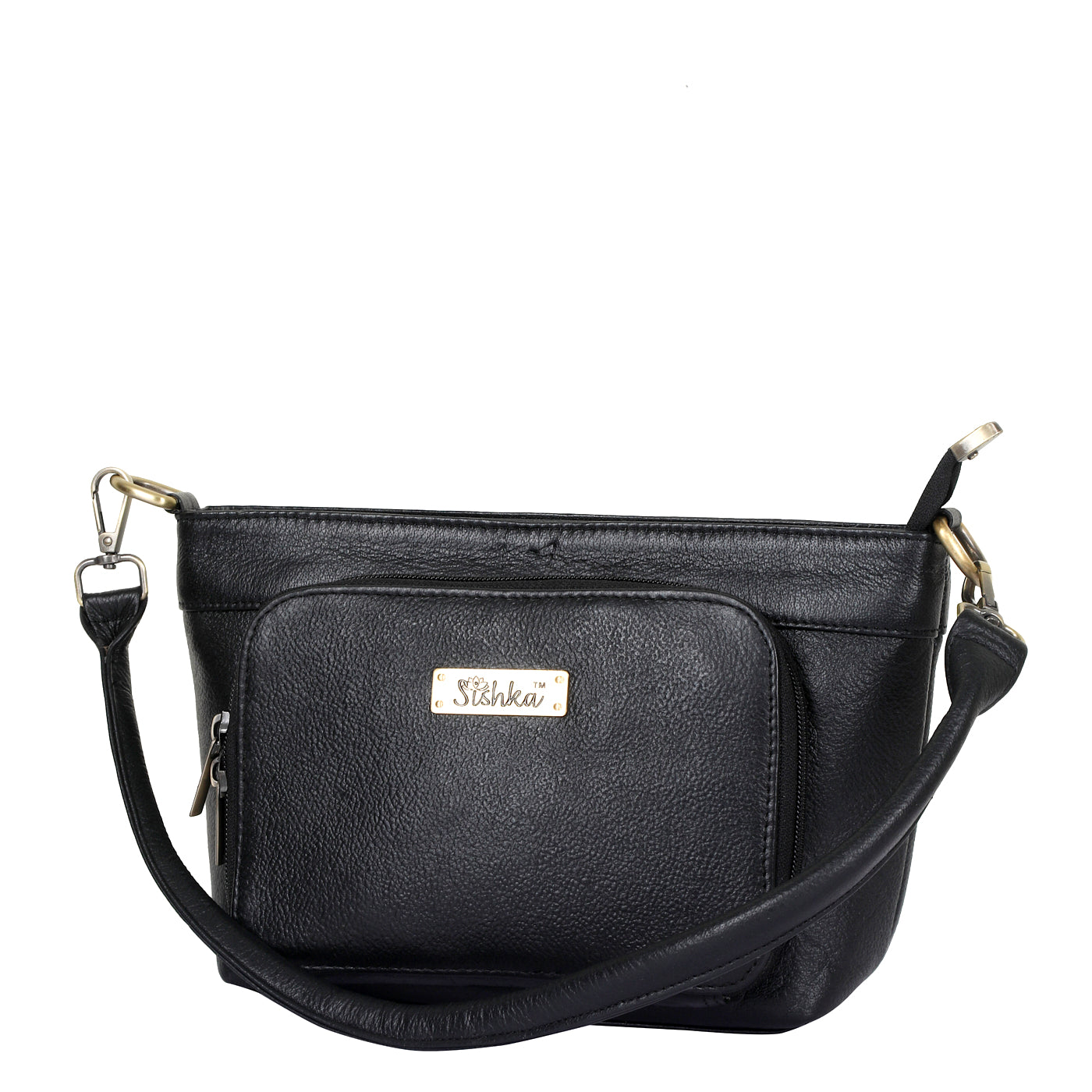 Black Shoulder Bag for Women by Sishka (H 6.25" x W 10.5" x D 4") – Elegant Genuine Leather Hobo Tote Handbag with Top Zipper Closure, Perfect for Daily Use, Travel & Casual Outings.