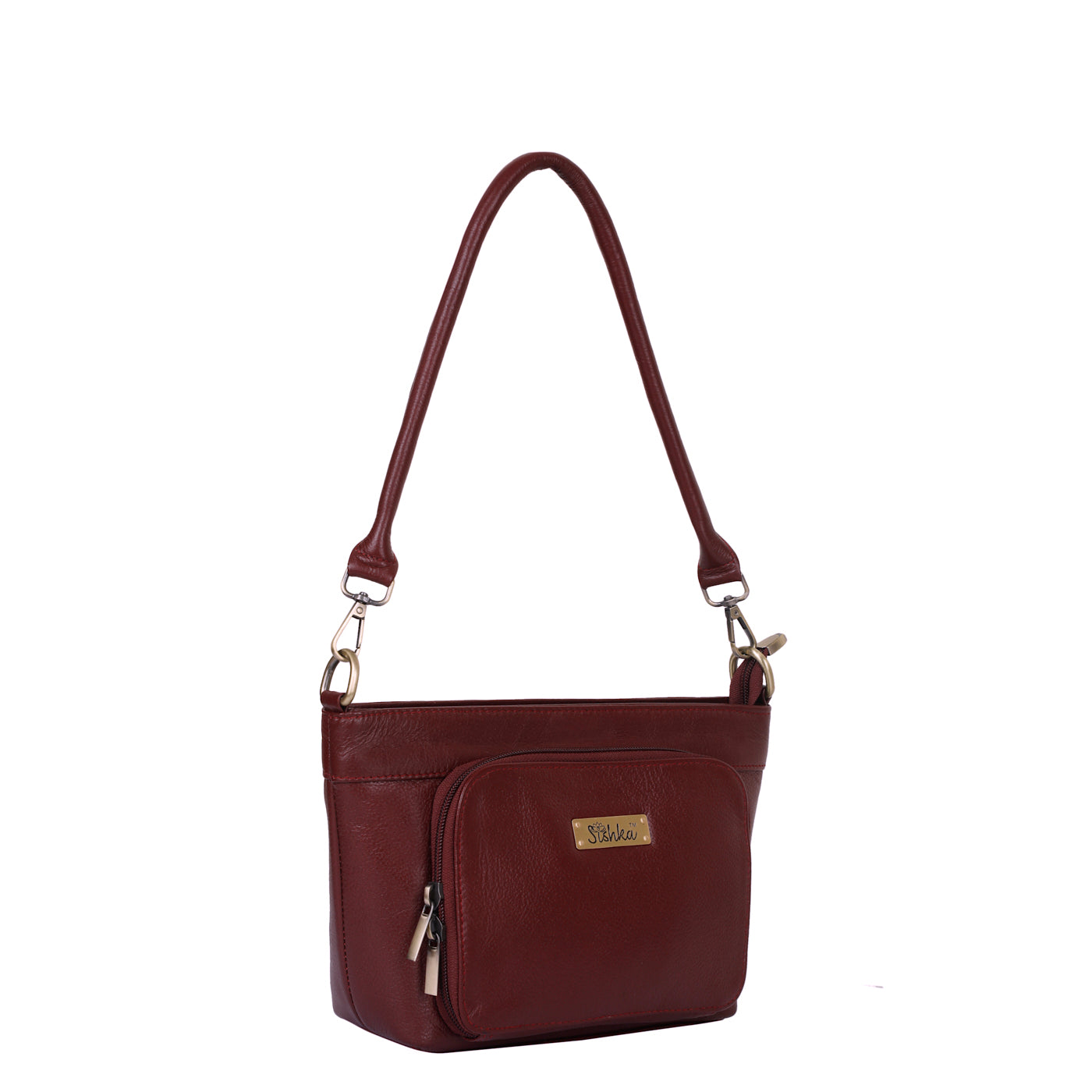 Sishka Cherry Red Shoulder Bag for Women – Stylish Hobo Handbag, Soft Genuine Leather Tote with Top Zipper Closure, Ideal for Daily Use, Travel & Casual Outings (H 6.25" x W 10.5" x D 4").