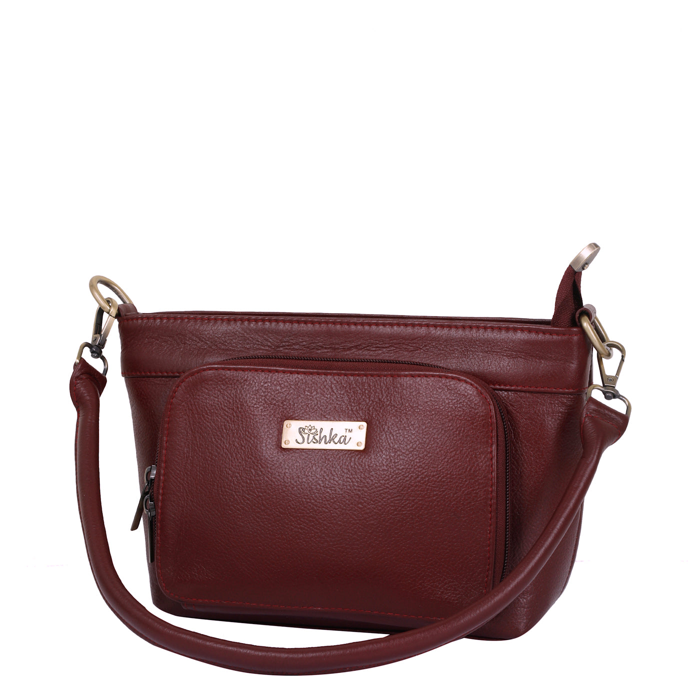 Sishka Cherry Red Shoulder Bag for Women – Stylish Hobo Handbag, Soft Genuine Leather Tote with Top Zipper Closure, Ideal for Daily Use, Travel & Casual Outings (H 6.25" x W 10.5" x D 4").