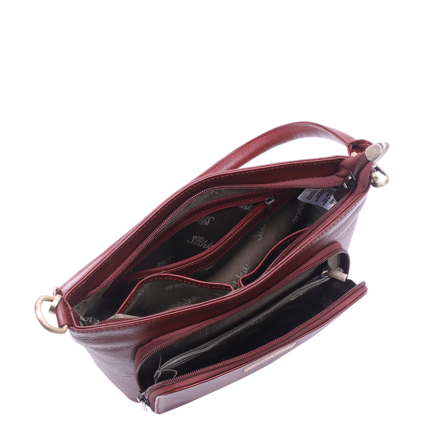 Sishka Cherry Red Shoulder Bag for Women – Stylish Hobo Handbag, Soft Genuine Leather Tote with Top Zipper Closure, Ideal for Daily Use, Travel & Casual Outings (H 6.25" x W 10.5" x D 4").
