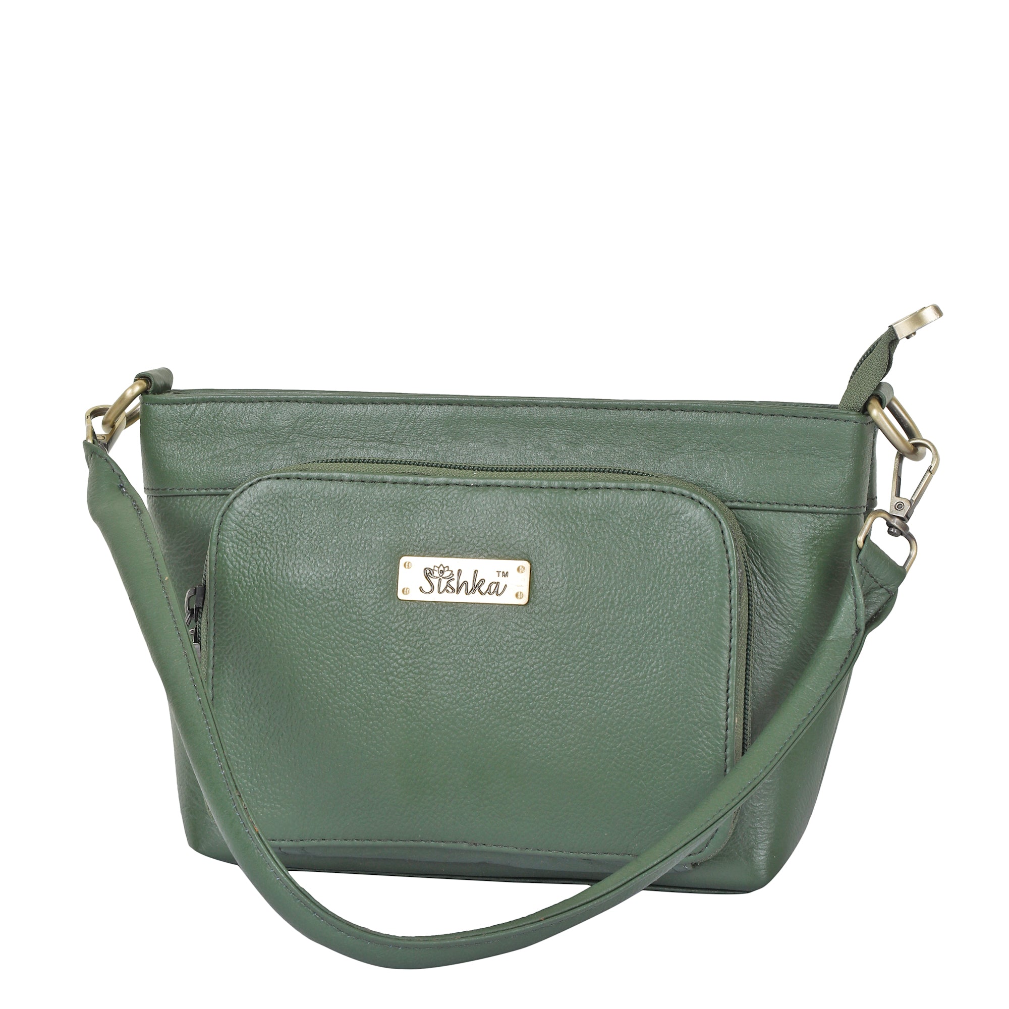 Sishka Olive Shoulder Bag for Women – Elegant Genuine Leather Hobo Handbag Tote with Top Zipper Closure, Perfect for Daily Use, Travel & Casual Outings (H 6.25" x W 10.5" x D 4").