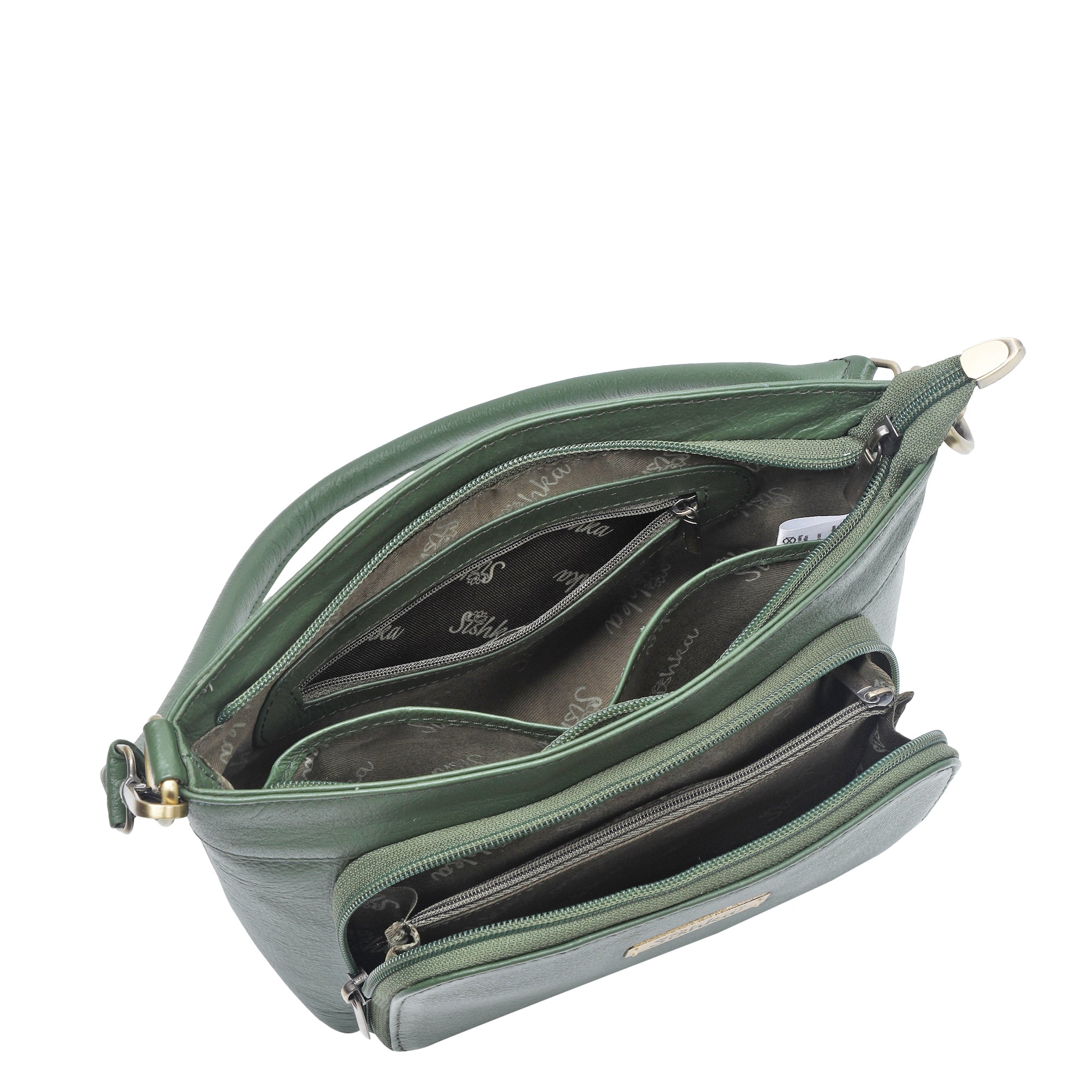 Sishka Olive Shoulder Bag for Women – Elegant Genuine Leather Hobo Handbag Tote with Top Zipper Closure, Perfect for Daily Use, Travel & Casual Outings (H 6.25" x W 10.5" x D 4").