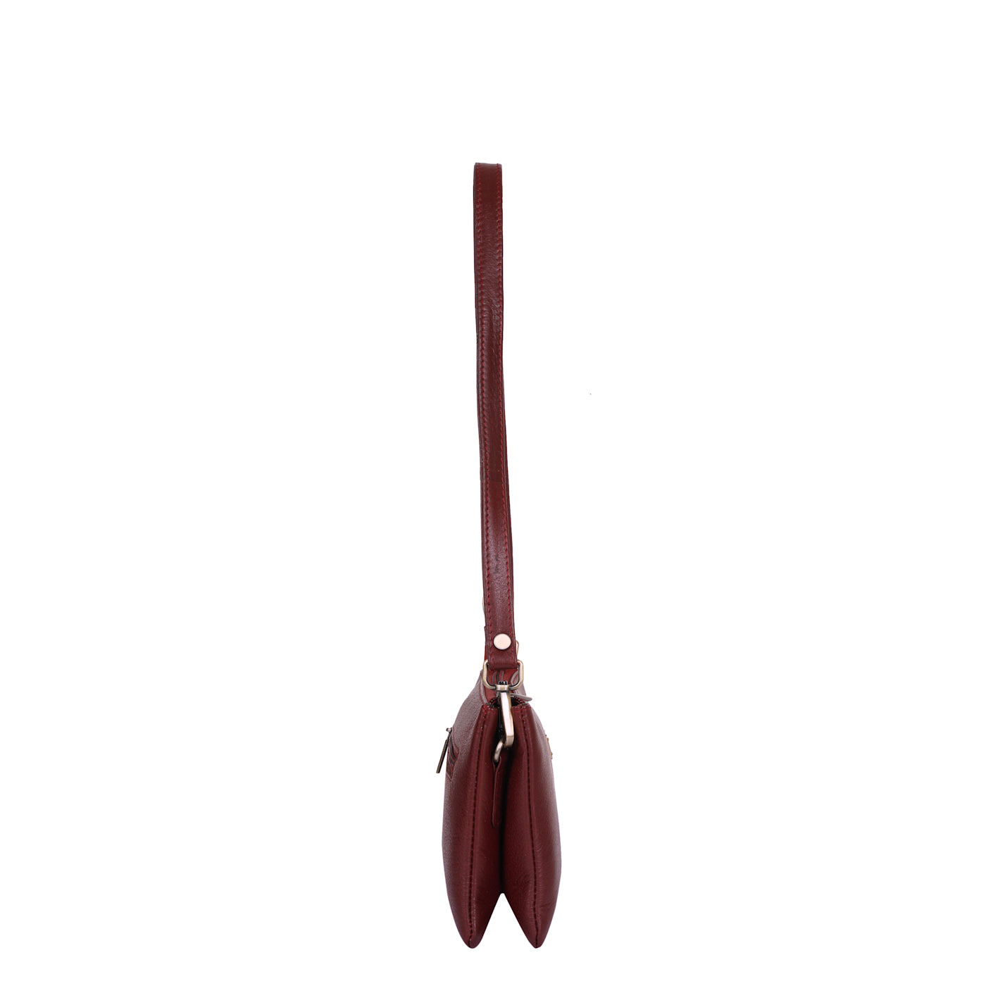 Cherry Red Genuine Leather Crossbody Organizer Bag for Women – Sleek Crossover Shoulder Purse