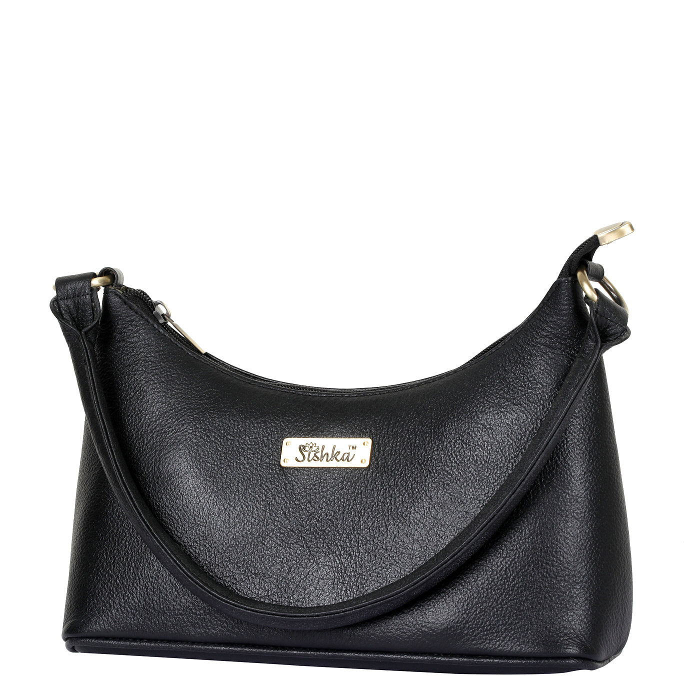 Sishka Black Genuine Leather Hobo Bag – Stylish Tote Shoulder Handbag, Soft Leather Satchel, Versatile Crossbody Purse for Women (H 7.25" x W 10.5" x D 4.25").