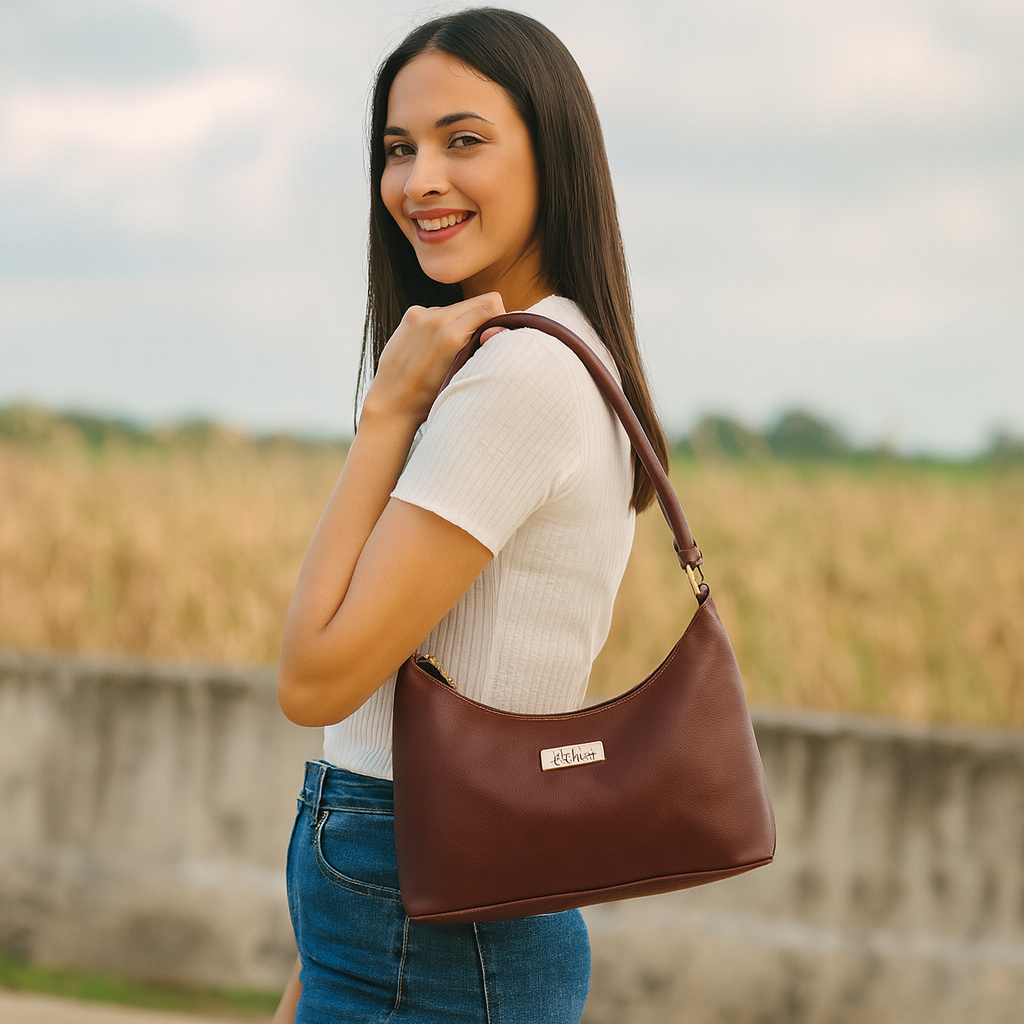 Sishka Genuine Leather Hobo bag – Fashionable Tote Shoulder Bag, Soft Leather Satchel, Versatile Crossbody Handbag for Women- Cherry Red (H 7.25" x W 10.5" x D 4.25")