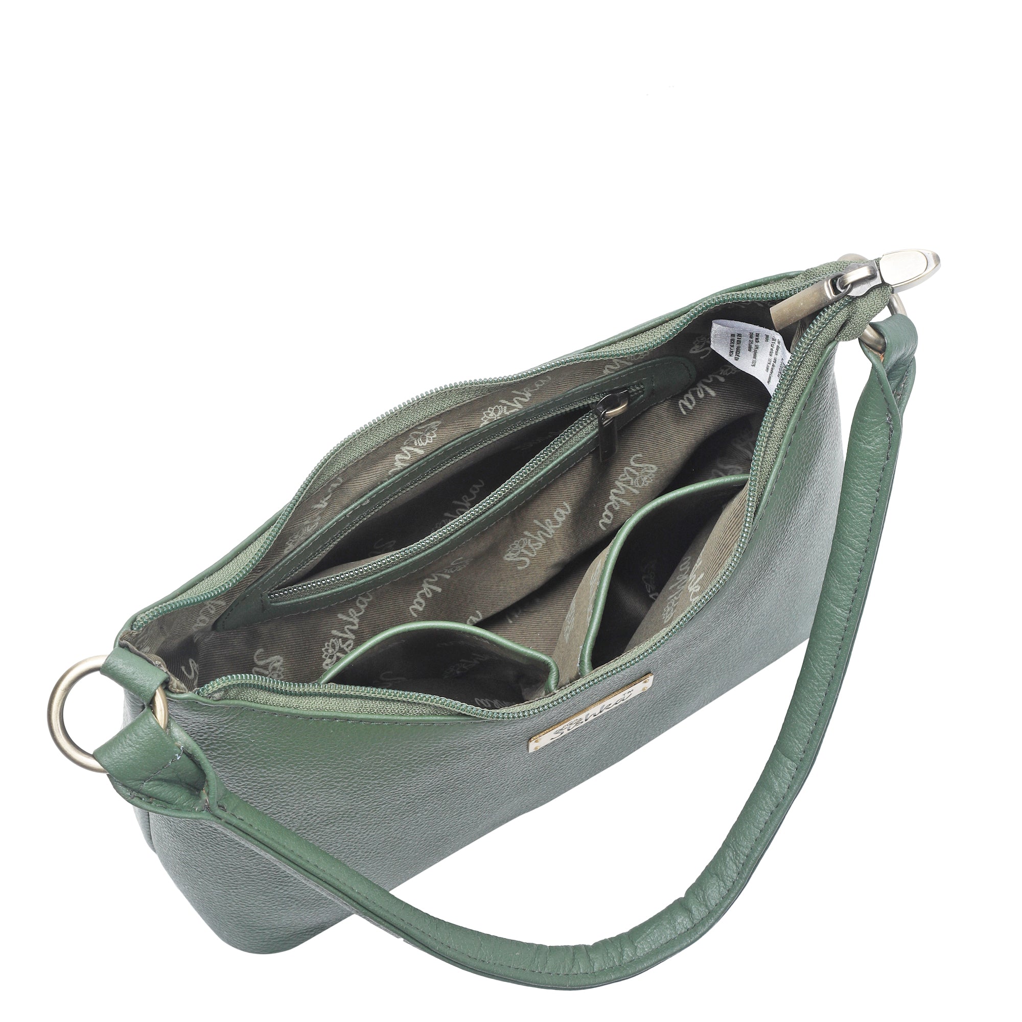 Sishka Genuine Leather Hobo Bag – Stylish Tote Shoulder Handbag, Soft Leather Satchel, Versatile Crossbody Purse for Women (H 7.25" x W 10.5" x D 4.25").- Olive